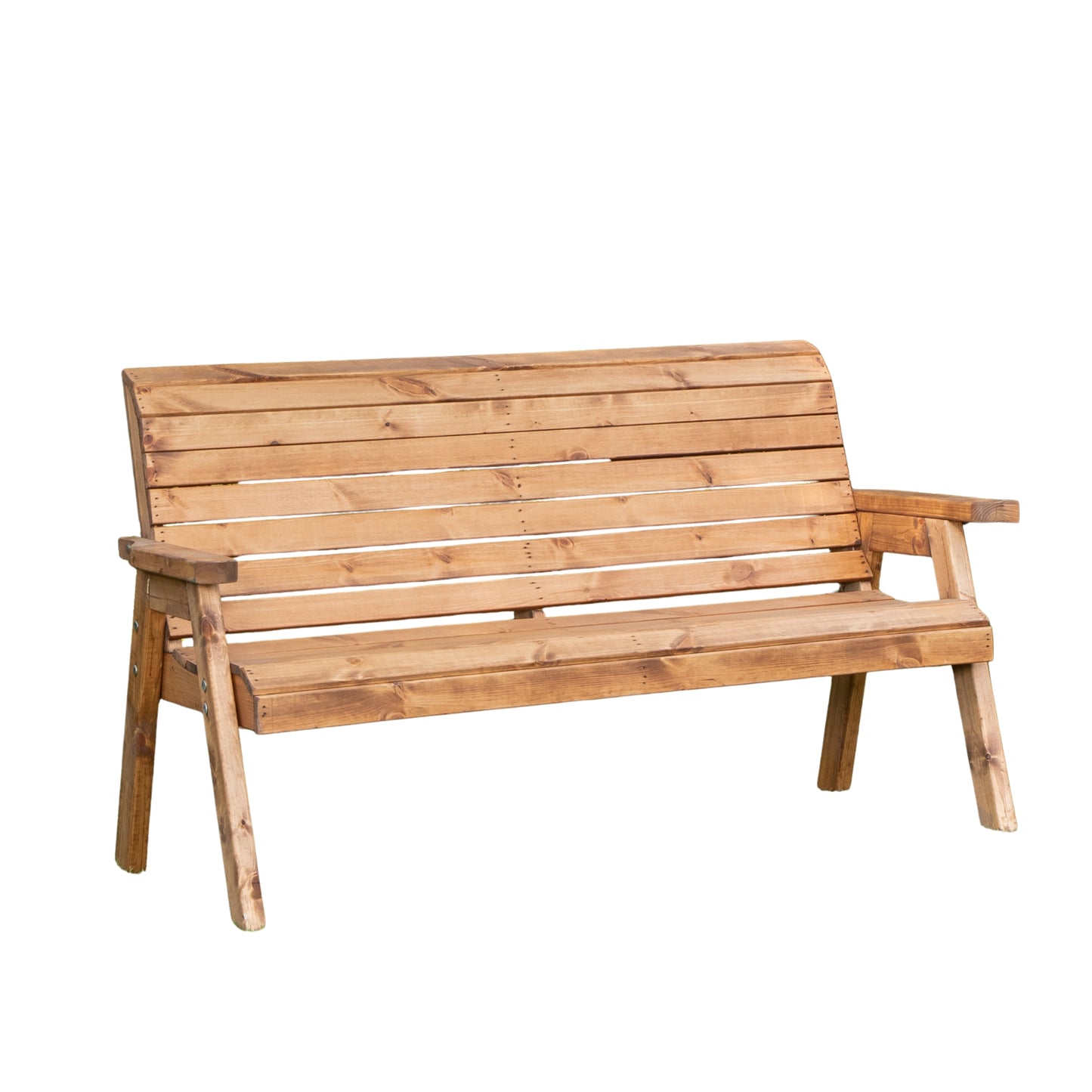 Charles Taylor Hand Made Traditional 3 Seater Chunky Rustic Wooden Garden Bench Furniture
