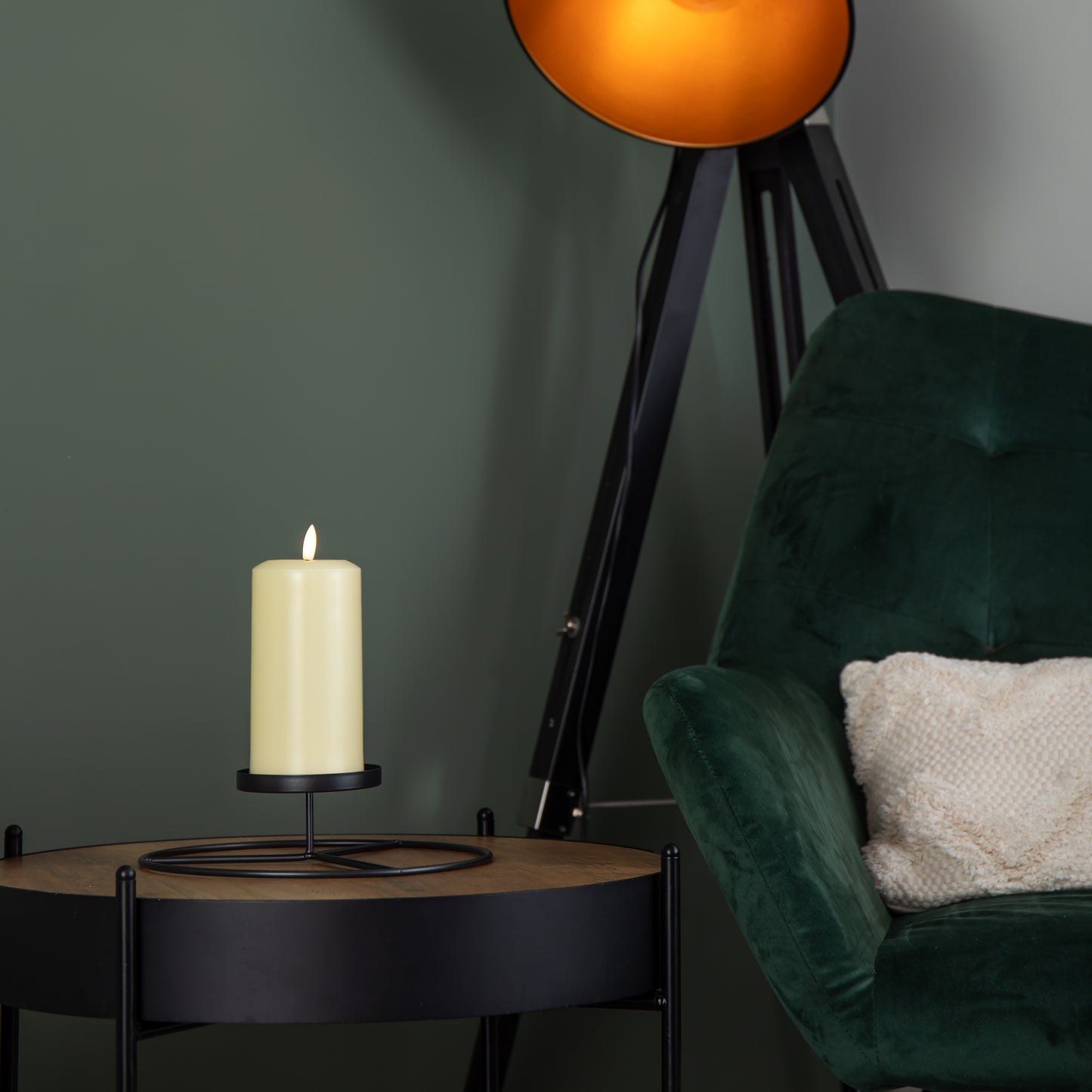 25cm Black Round Metal Pillar Candle Ring Holder