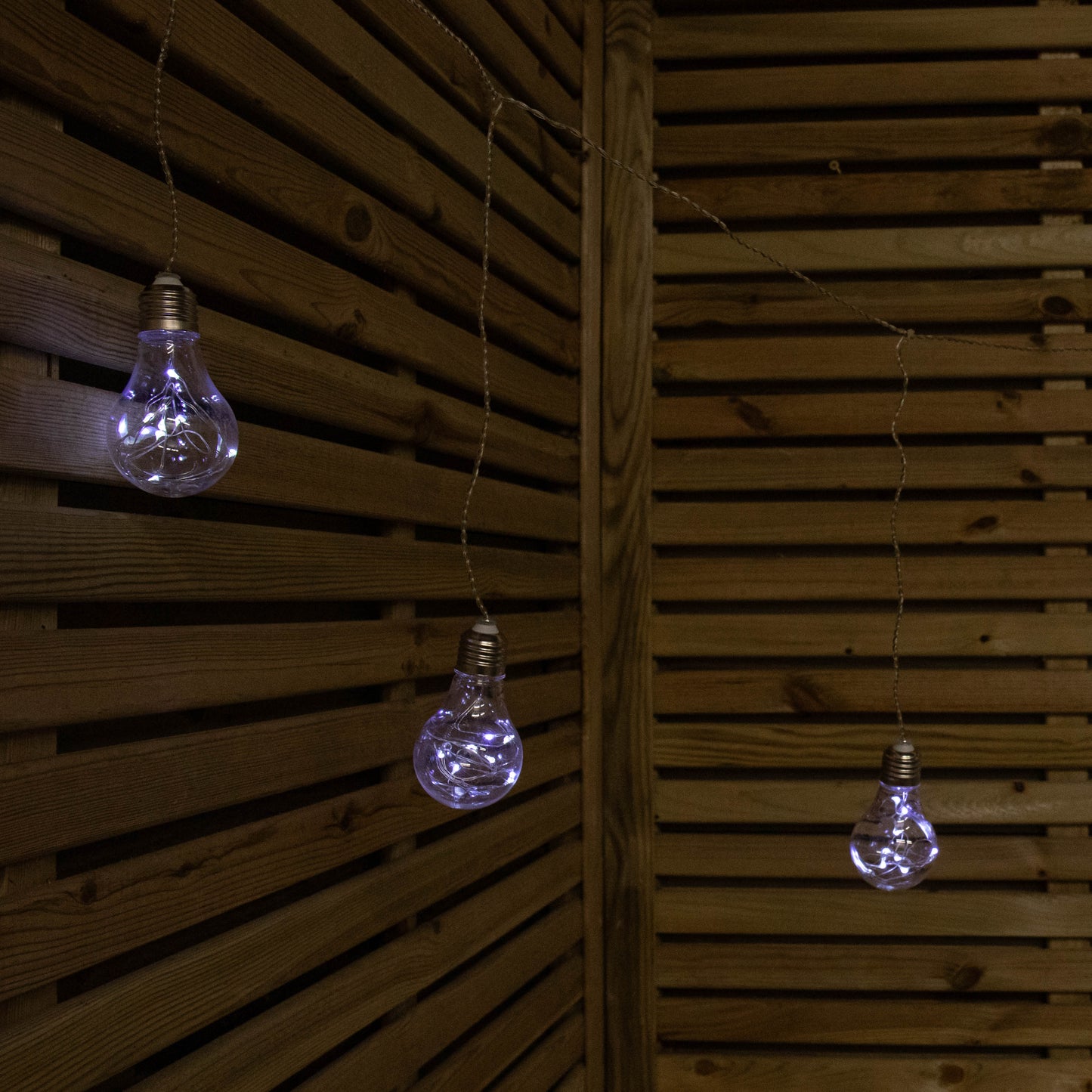 1.2m Set of 5 Battery Operated Light up Edison Style Bulbs with 40 Cool White LEDs