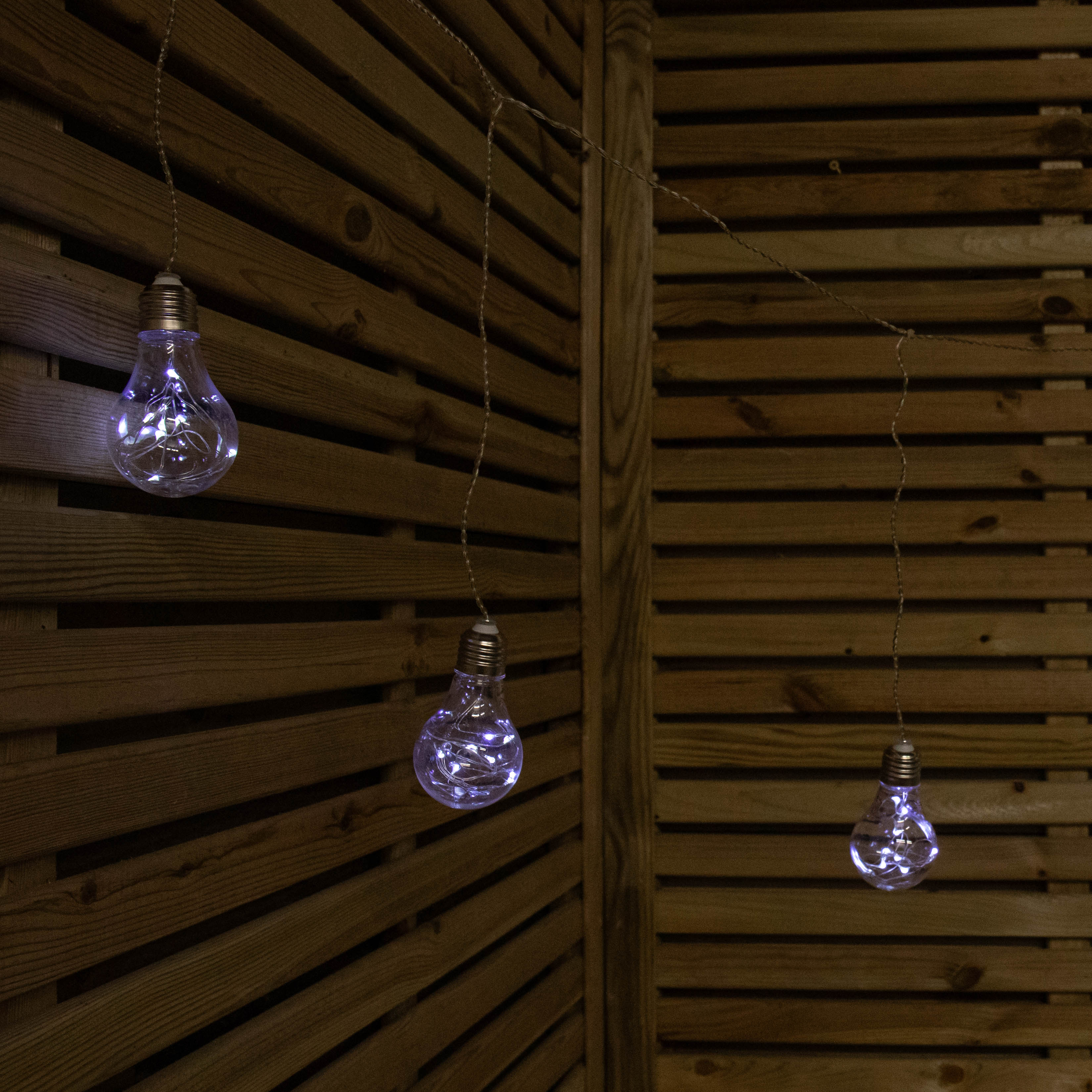 1.2m Set of 5 Battery Operated Light up Edison Style Bulbs with 40 Cool White LEDs