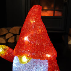 23cm Battery Operated Light up Acrylic Christmas Gonk with LEDs in Red