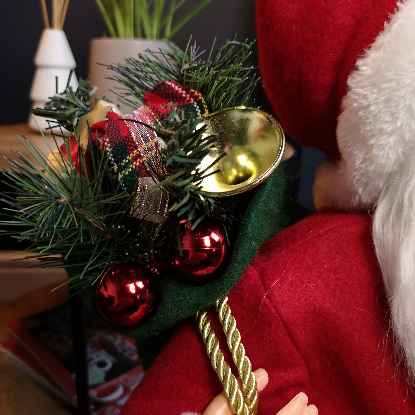 60cm Red Standing Santa Claus Indoor Decoration with Present and Green Sack