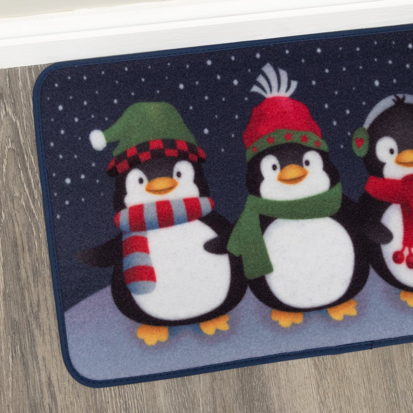 60cm x 40cm Frosty Penguins Fabric Christmas Doormat