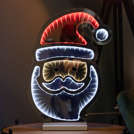 40cm Light up Santa's Face Infinity Christmas Decoration with Red and White LEDs