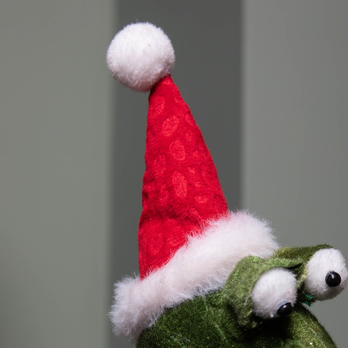 37cm Green Standing Christmas Dinosaur with Santa Hat