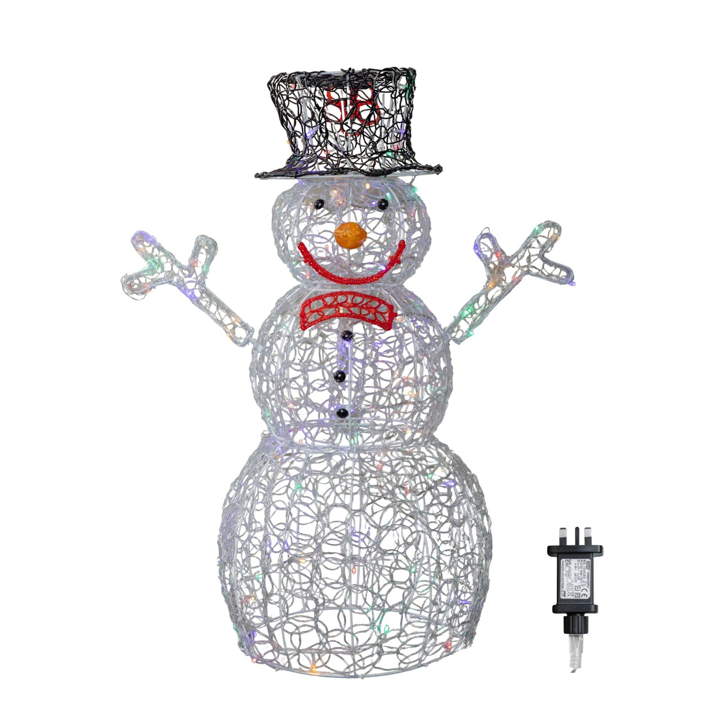 76cm Light up Acrylic Christmas Snowman with 88 Multi-Coloured LEDs