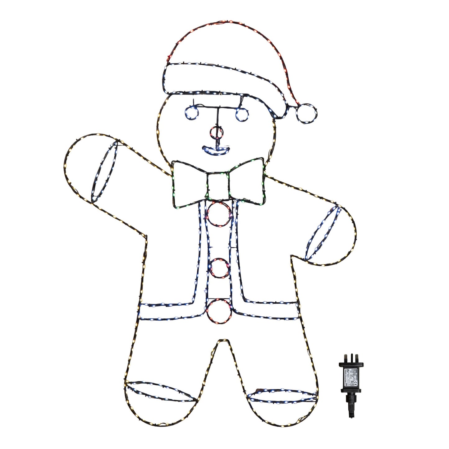 1.2m x 90cm Light up FlexiBright Gingerbread Man Decoration with 456 Twinkling Multi-Coloured LEDs