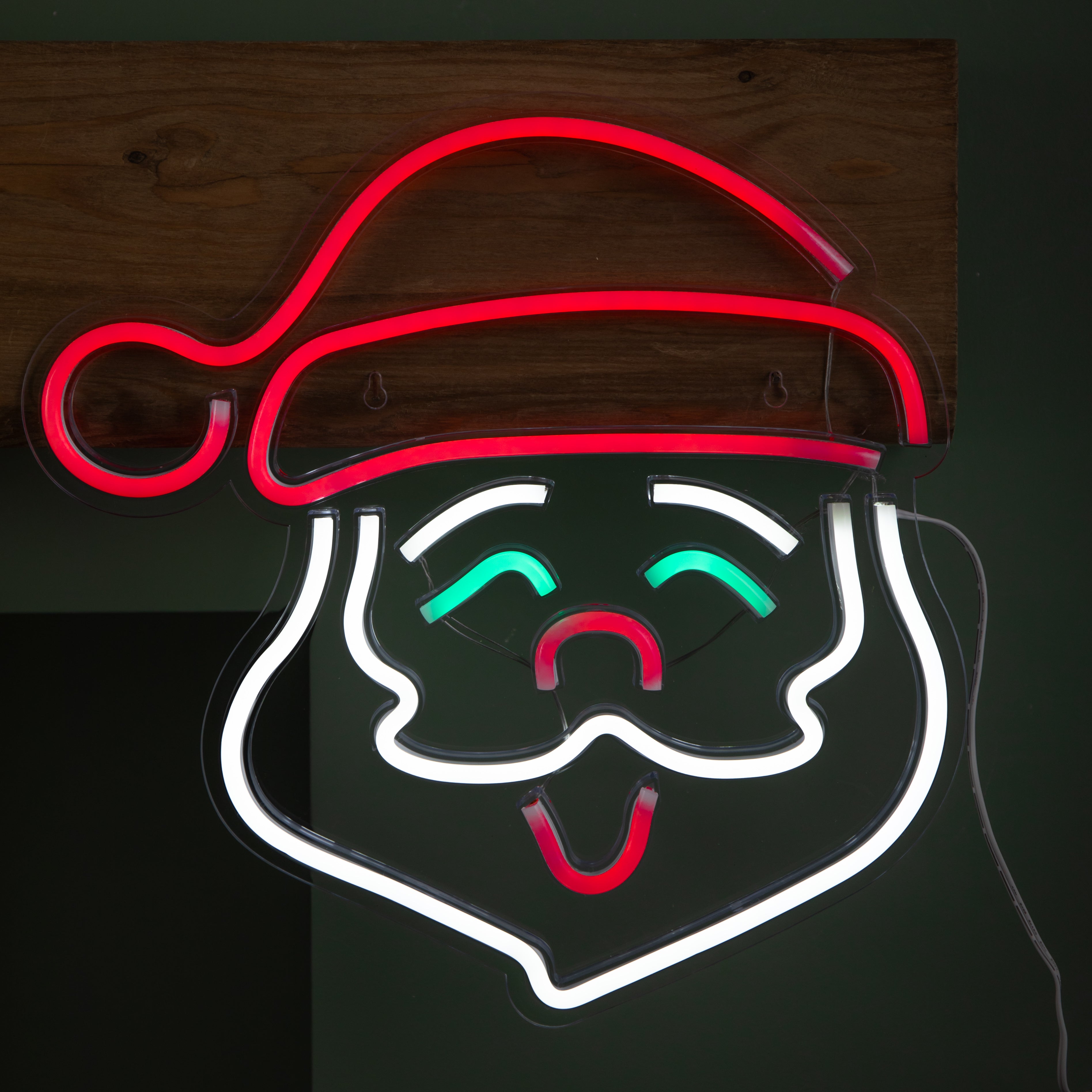 35cm USB Powered Light up Christmas Santa Multi-Coloured Neon Sign
