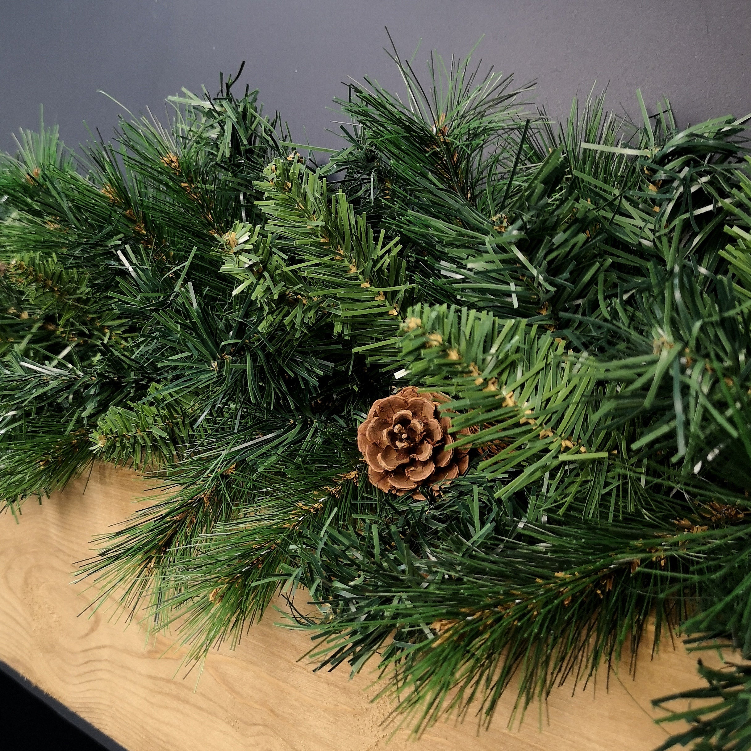 2.7m Green Christmas Garland with Pine Cones and Mixed Needles