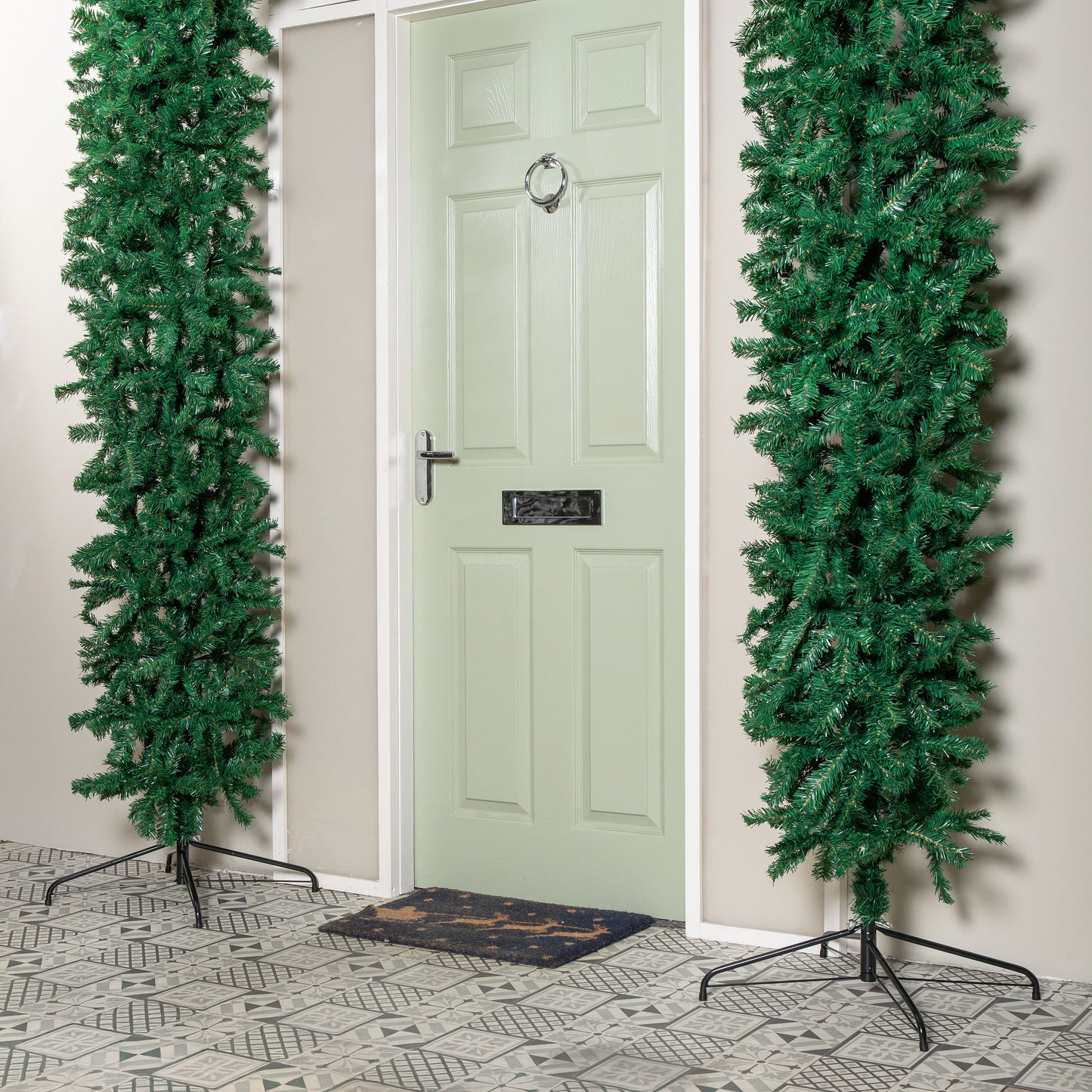8ft (2.55m) Samuel Alexander Double Door Plain Green Christmas Tree Arch with 2000 Tips