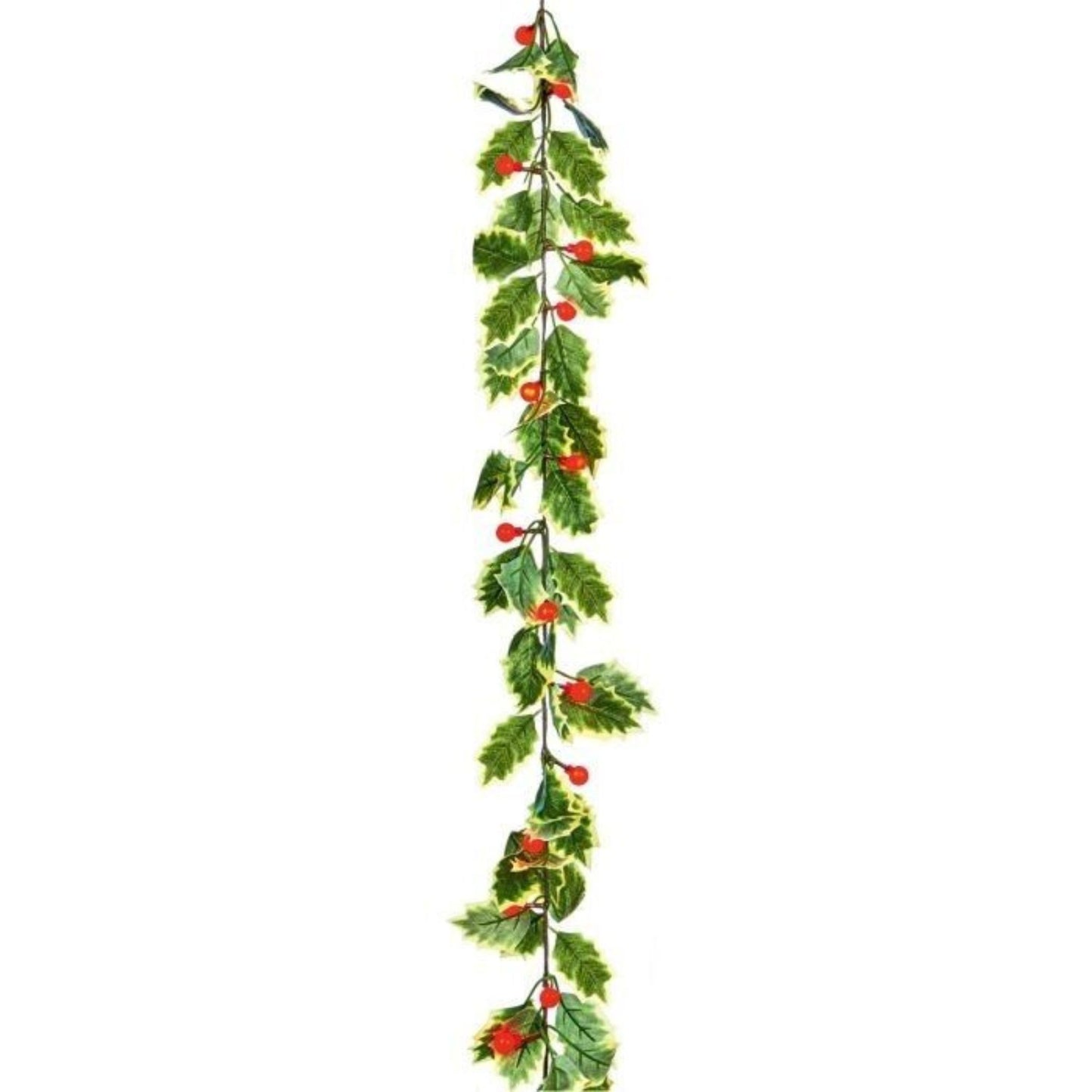 Premier 2.8m Holly Garland with Red Berries and 40 Red Leds