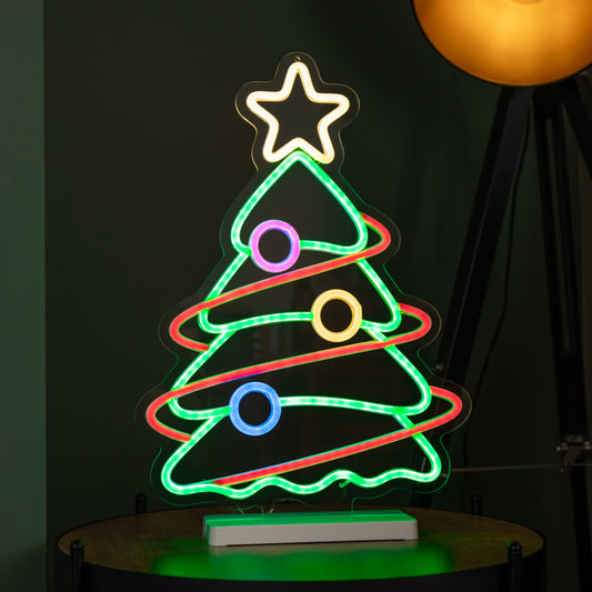 45cm Light up Neon Effect Christmas Tree with Base in Multi-Coloured