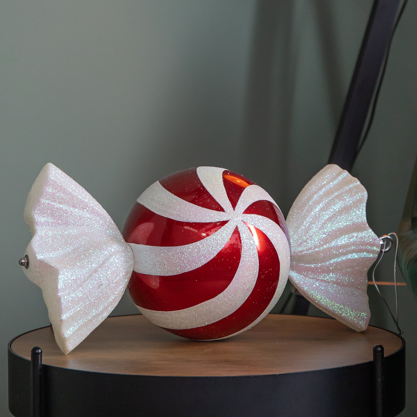 50cm Red and White Stripe Hanging Bauble Christmas Candy Decoration