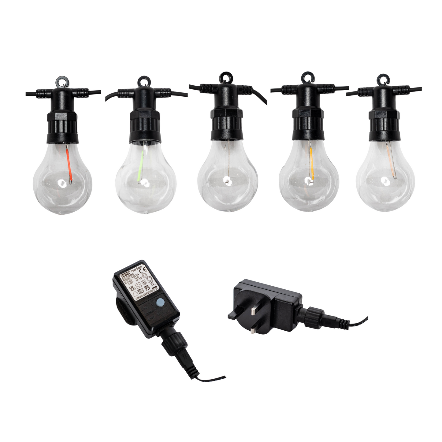 Set of 10 Indoor Outdoor Connectable Festoon Lights with Multi-Coloured LEDs