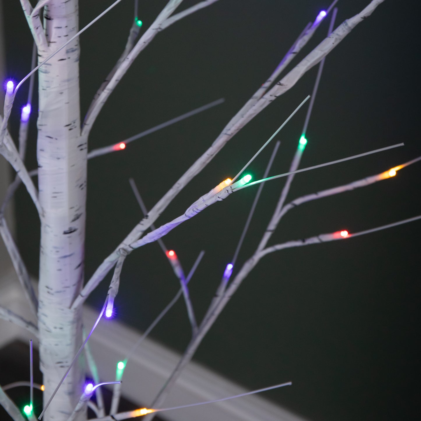 5ft (1.5m) Light up Christmas Birch Tree with 64 Multi-Coloured LEDs