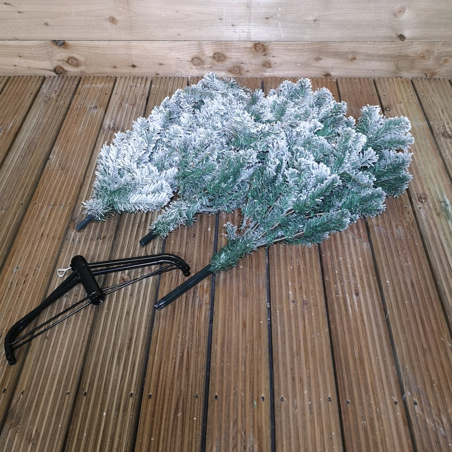 Factory Seconds: 6.5ft (2m) Snow Flocked PVC Spruce Pine Slim Christmas Tree in Green