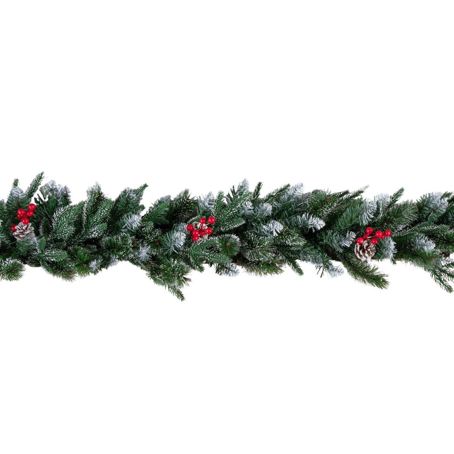 1.8m (6ft) New Jersey Christmas Garland with Red Berries Pinecones & Snow Tipped PVC Branches