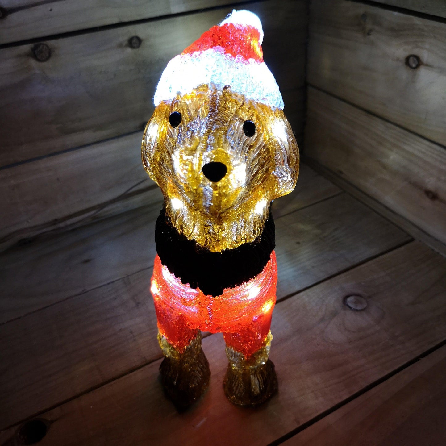 Factory Seconds: 36cm Indoor Outdoor Acrylic Dachshund Christmas Decoration with 48 Ice White LEDs