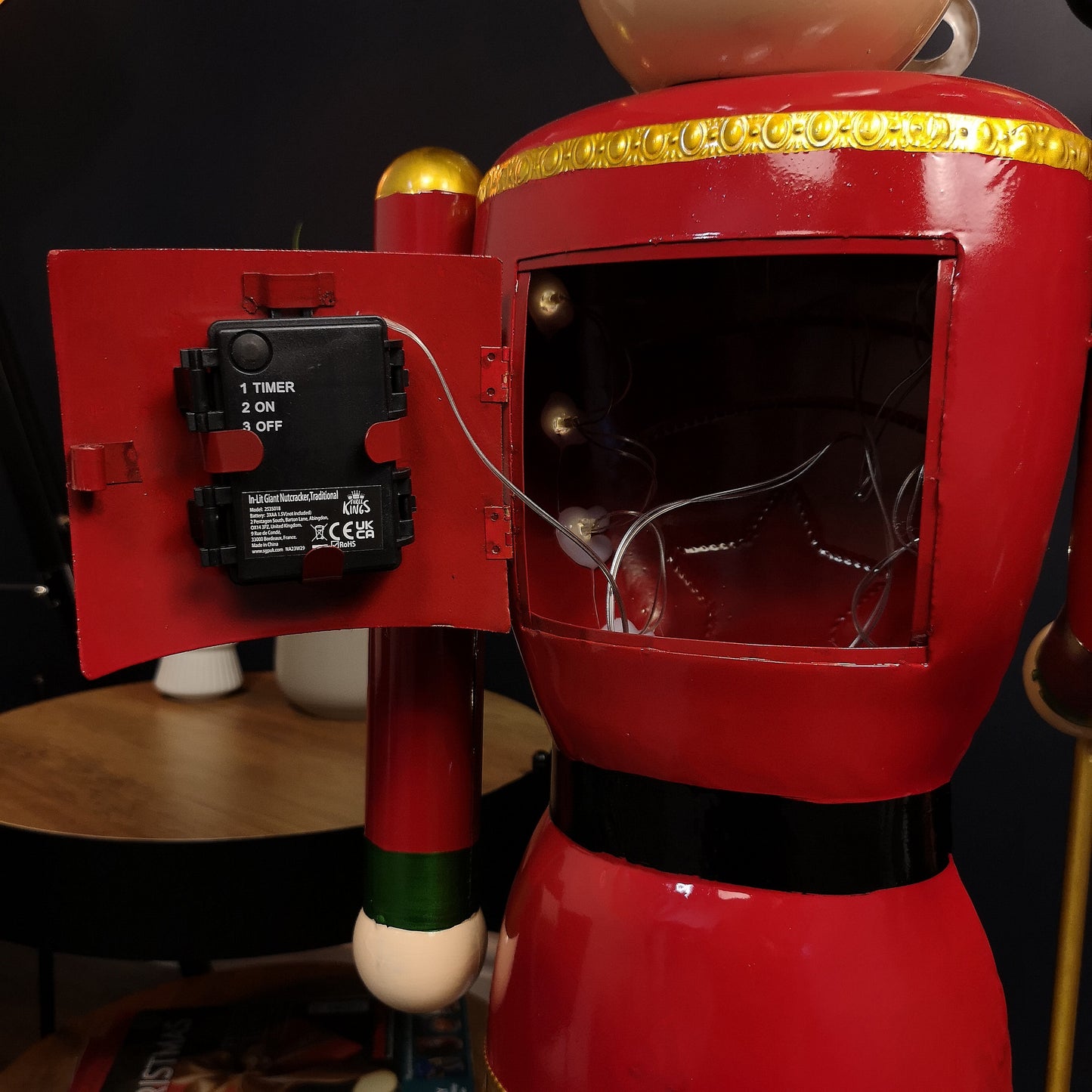 119cm Light Up Nutcracker Soldier LED Christmas Metal Ornament Home Decoration