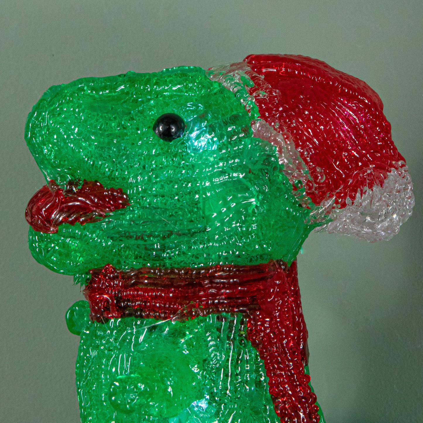15cm Set of 5 Battery Operated Light up Christmas Dinosaur Ornaments with 40 Cool White LEDs