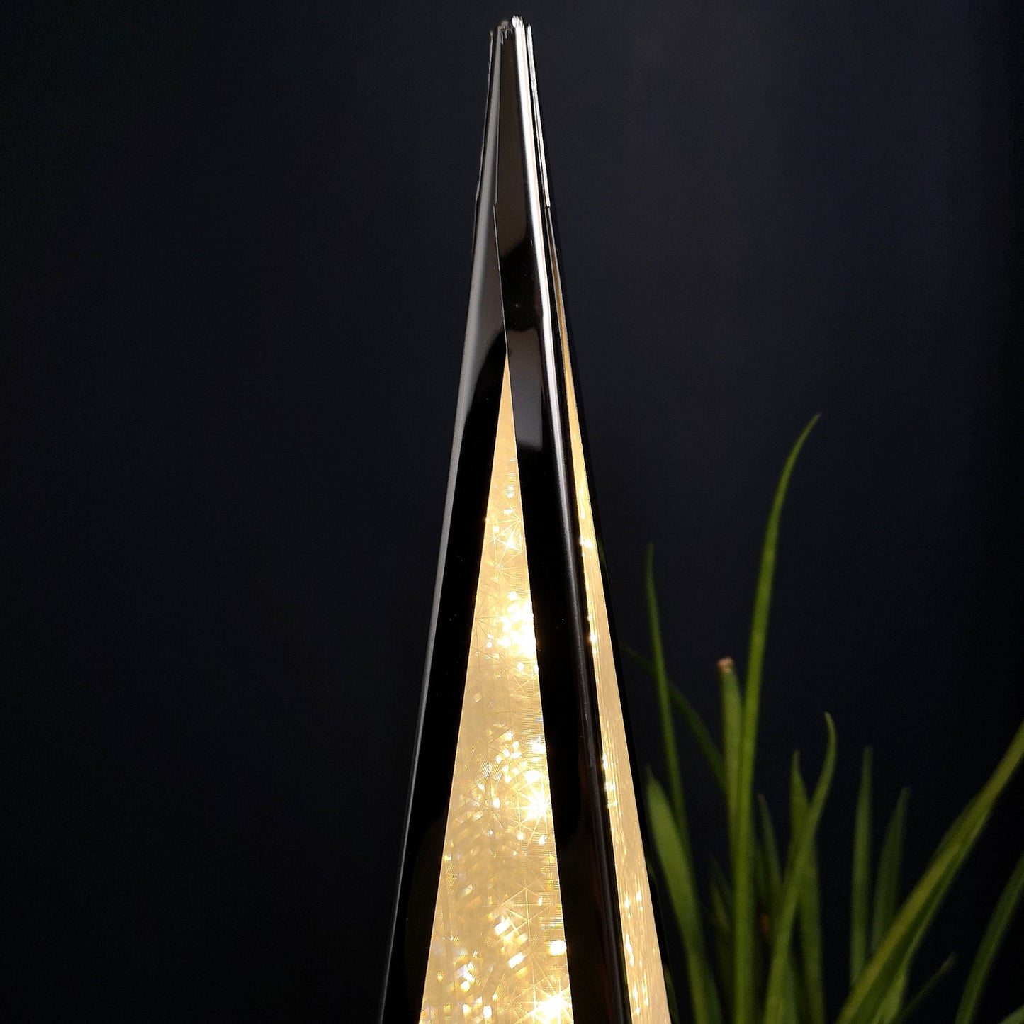 45cm Christmas Holographic Pyramid with Silver Frame-16 Warm White Led