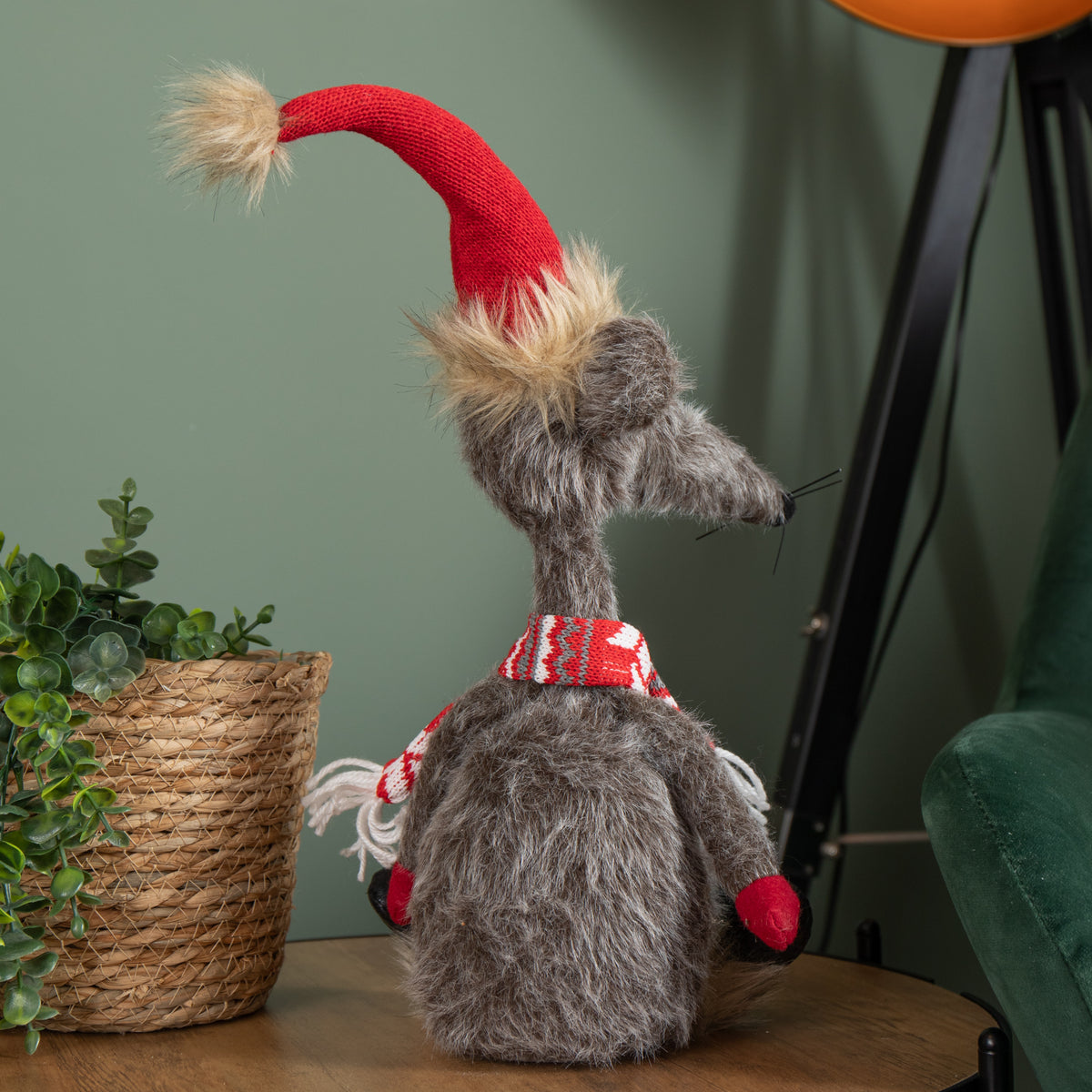 48cm Grey Plush Sitting Renton Rat Christmas Decoration
