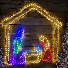 1.2m Nativity Scene Rope Light with 384 Multi Coloured LEDs Hanging Christmas Decoration
