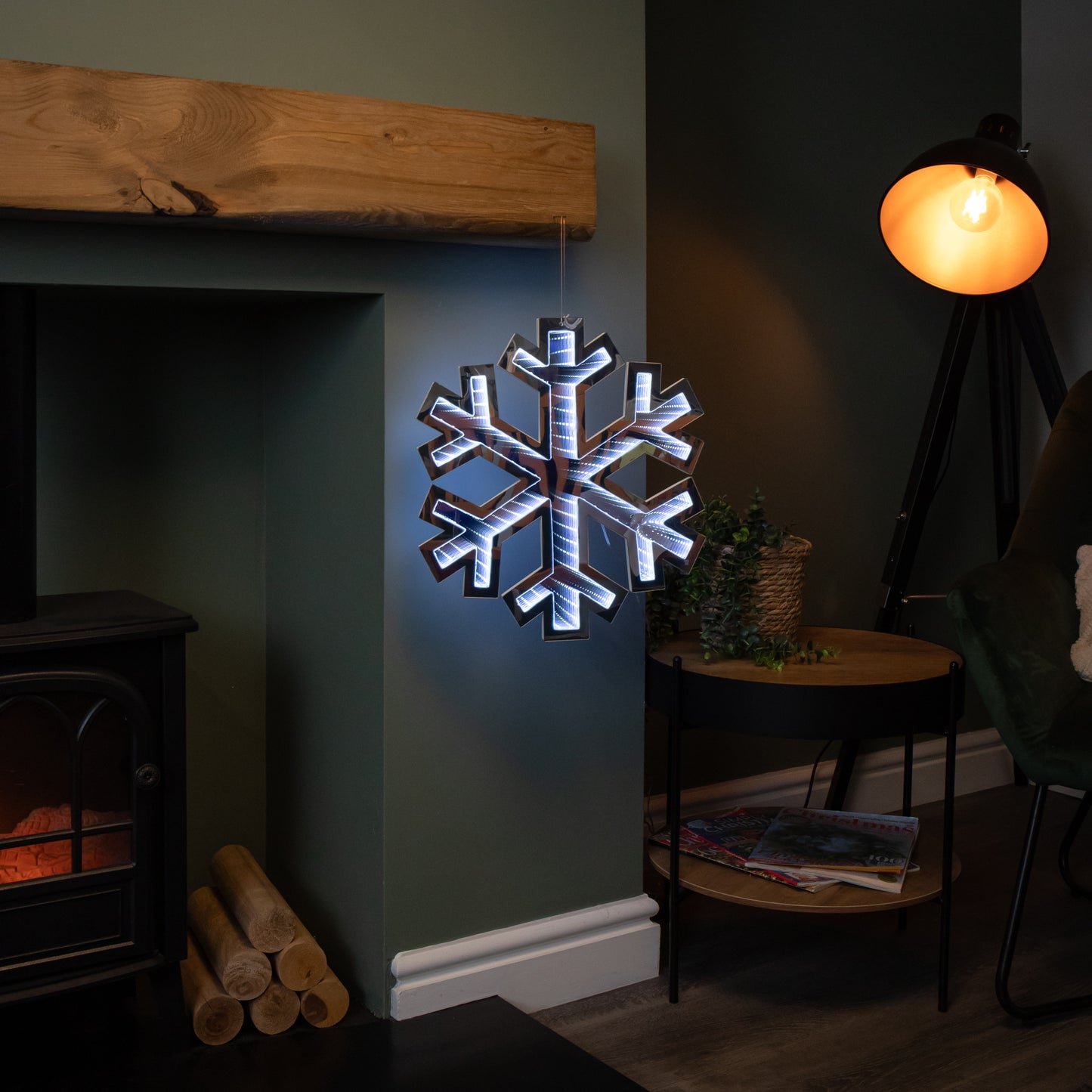 40cm LED Infinity Light Hanging Snowflake