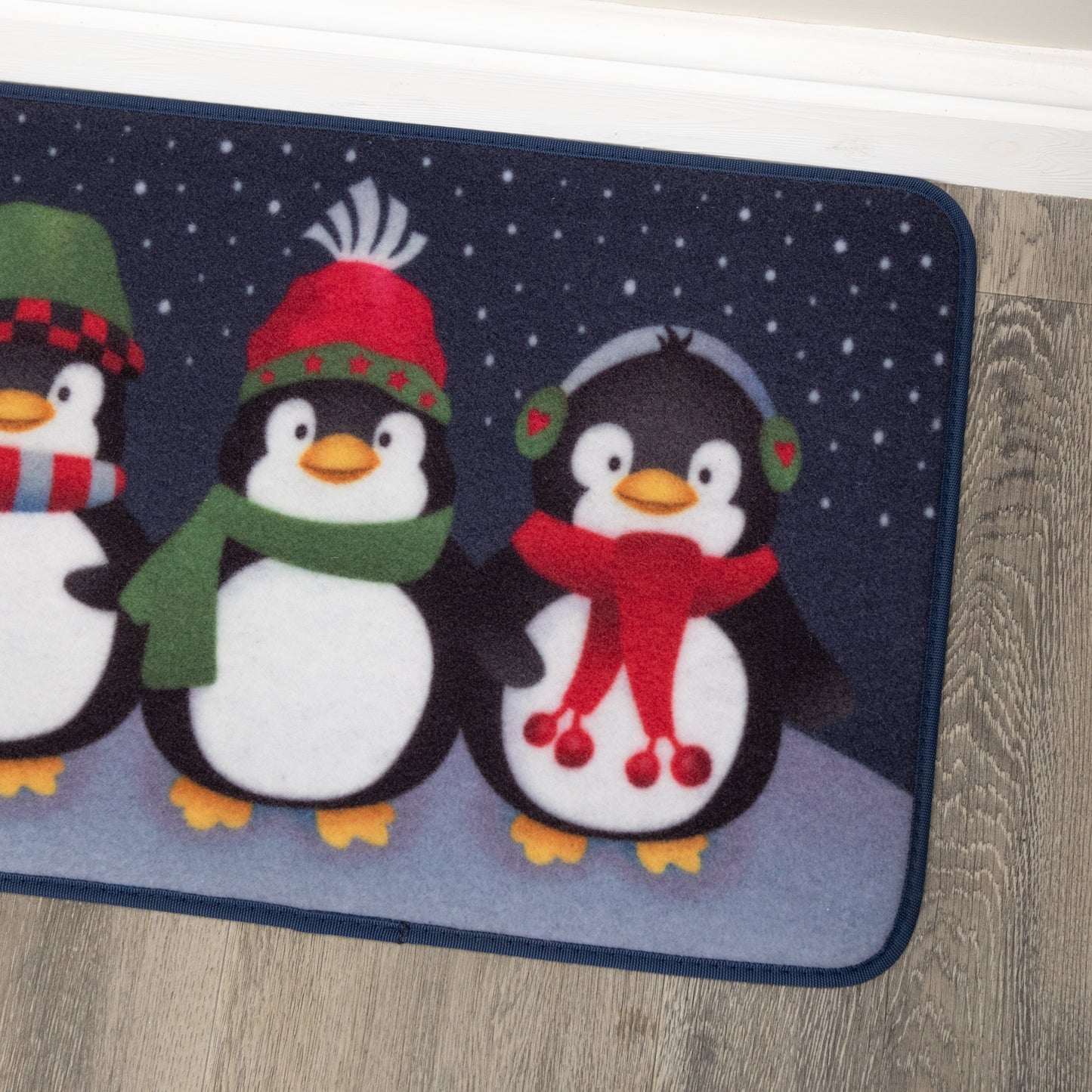 60cm x 40cm Frosty Penguins Fabric Christmas Doormat