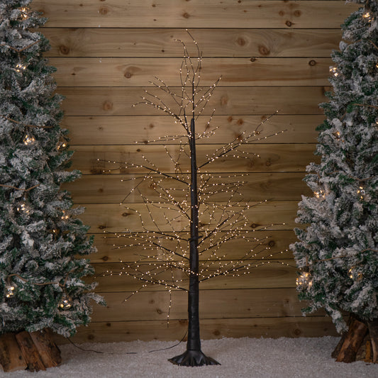 Factory Seconds: 5ft (1.5m) Tall Light up Black Micro Dot Christmas Tree with 800 Warm White LEDs and Remote Control