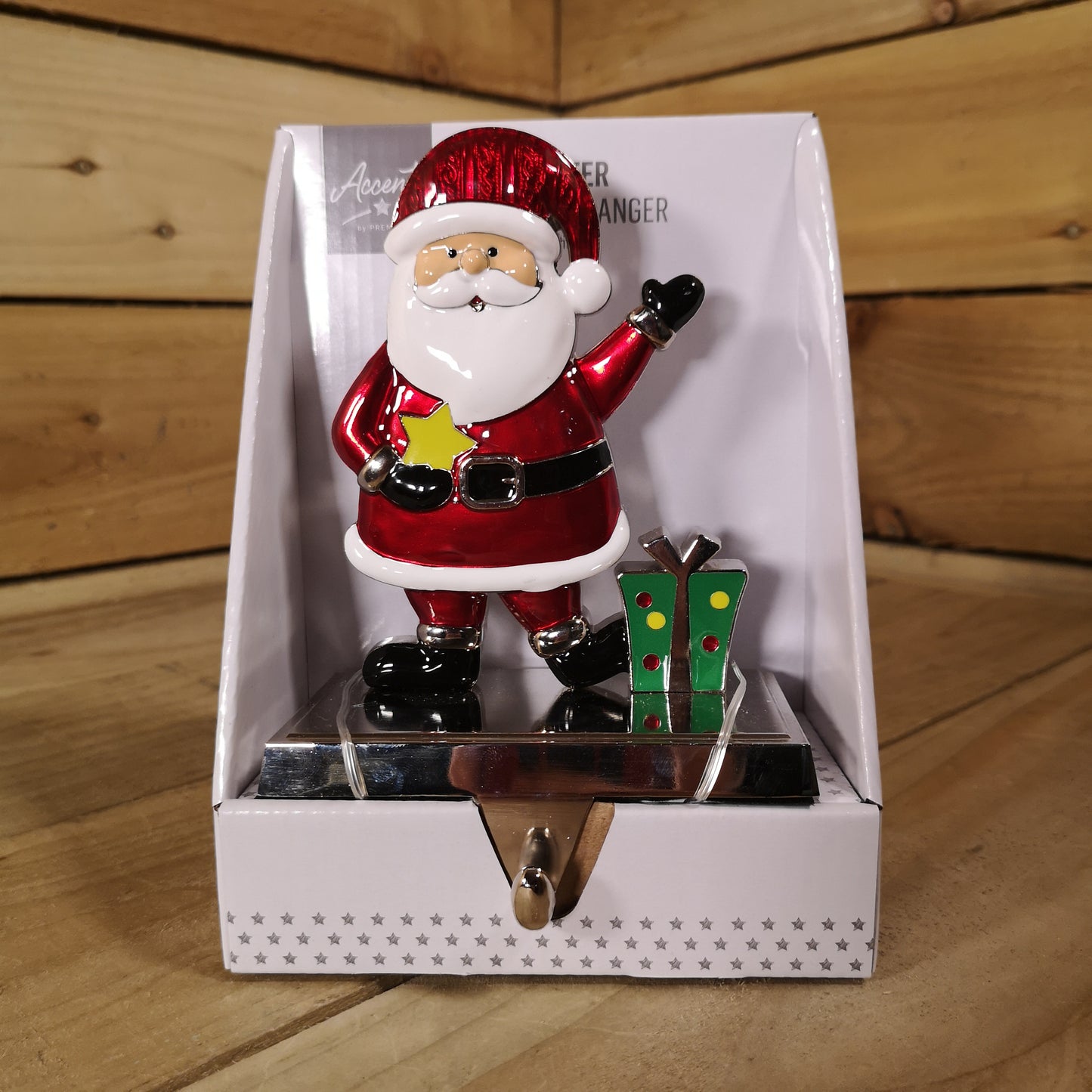17 cm Santa And Festive Christmas Present Stocking Hanger In Colour