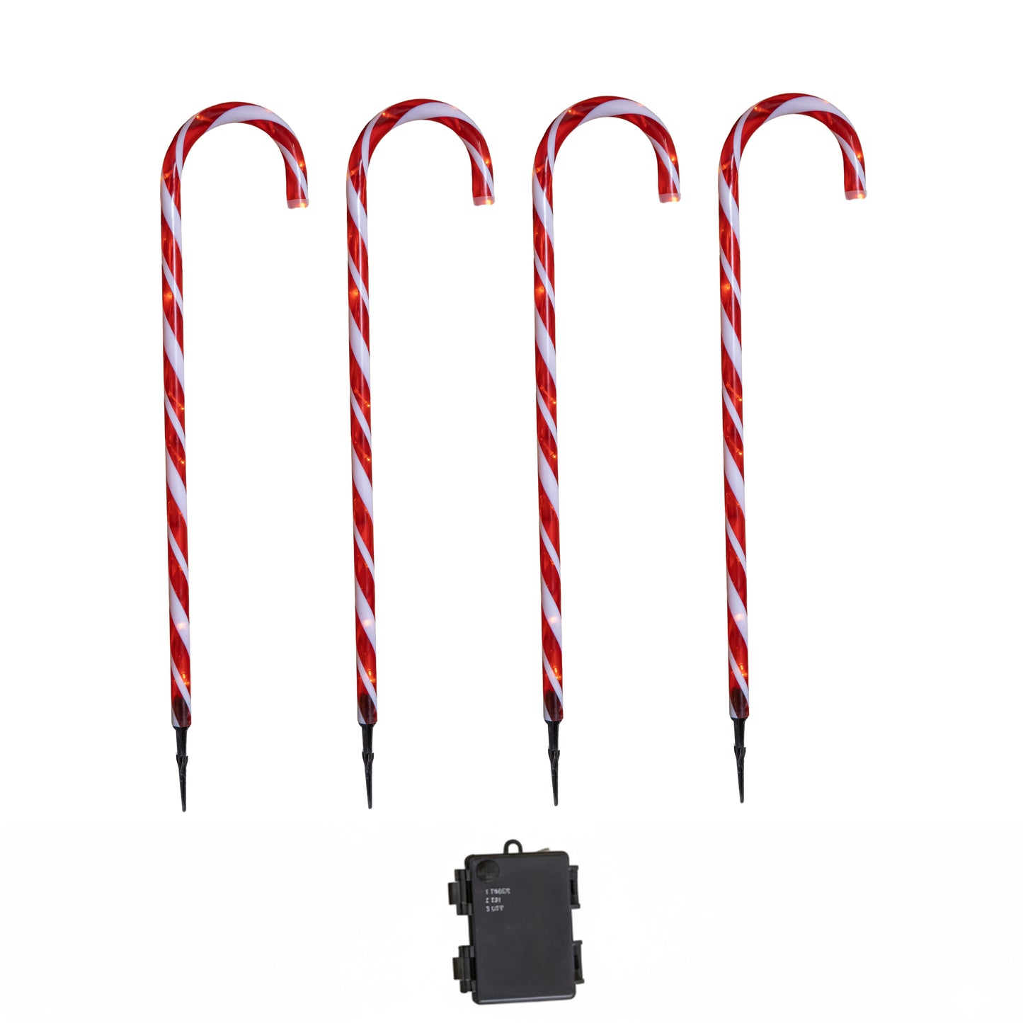 Set of 4 XL Light up Red & White Candy Cane Christmas Path Lights