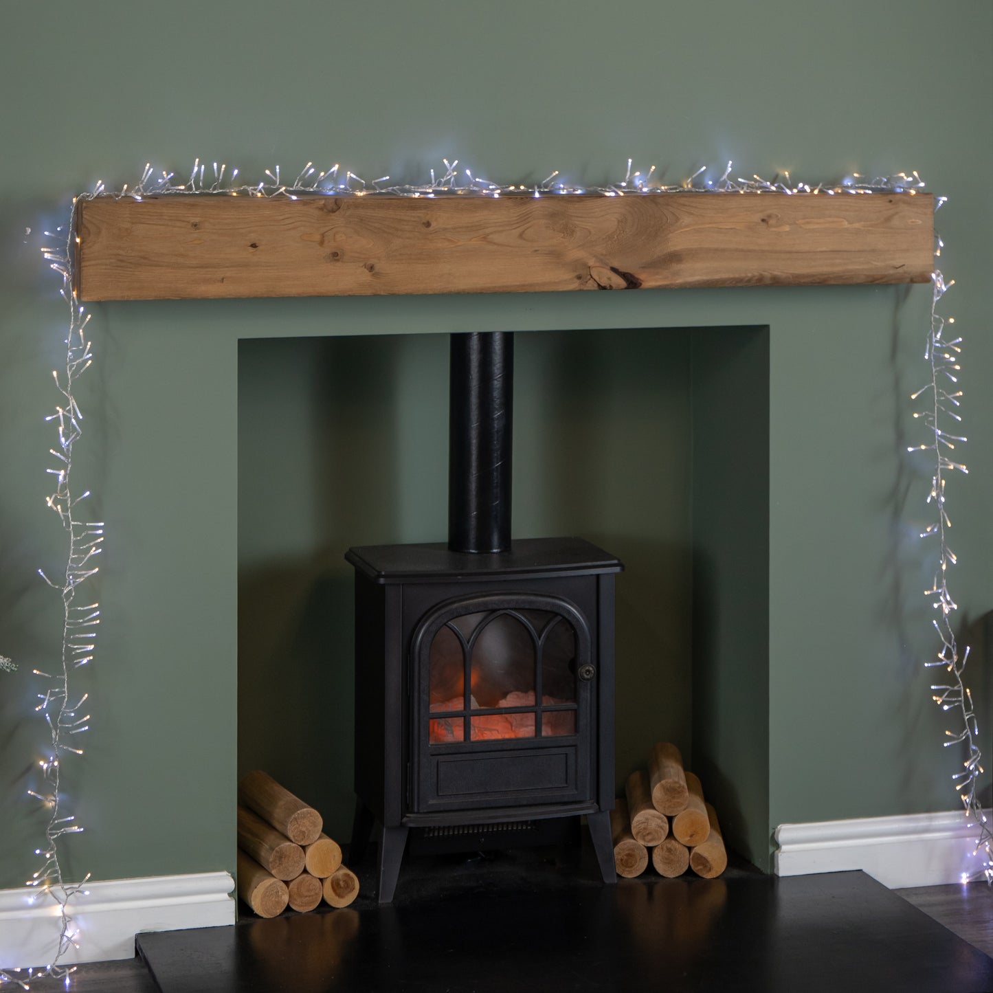 9.3m 720 LED Christmas Cluster String Lights with Timer in White & Warm White on Clear Cable