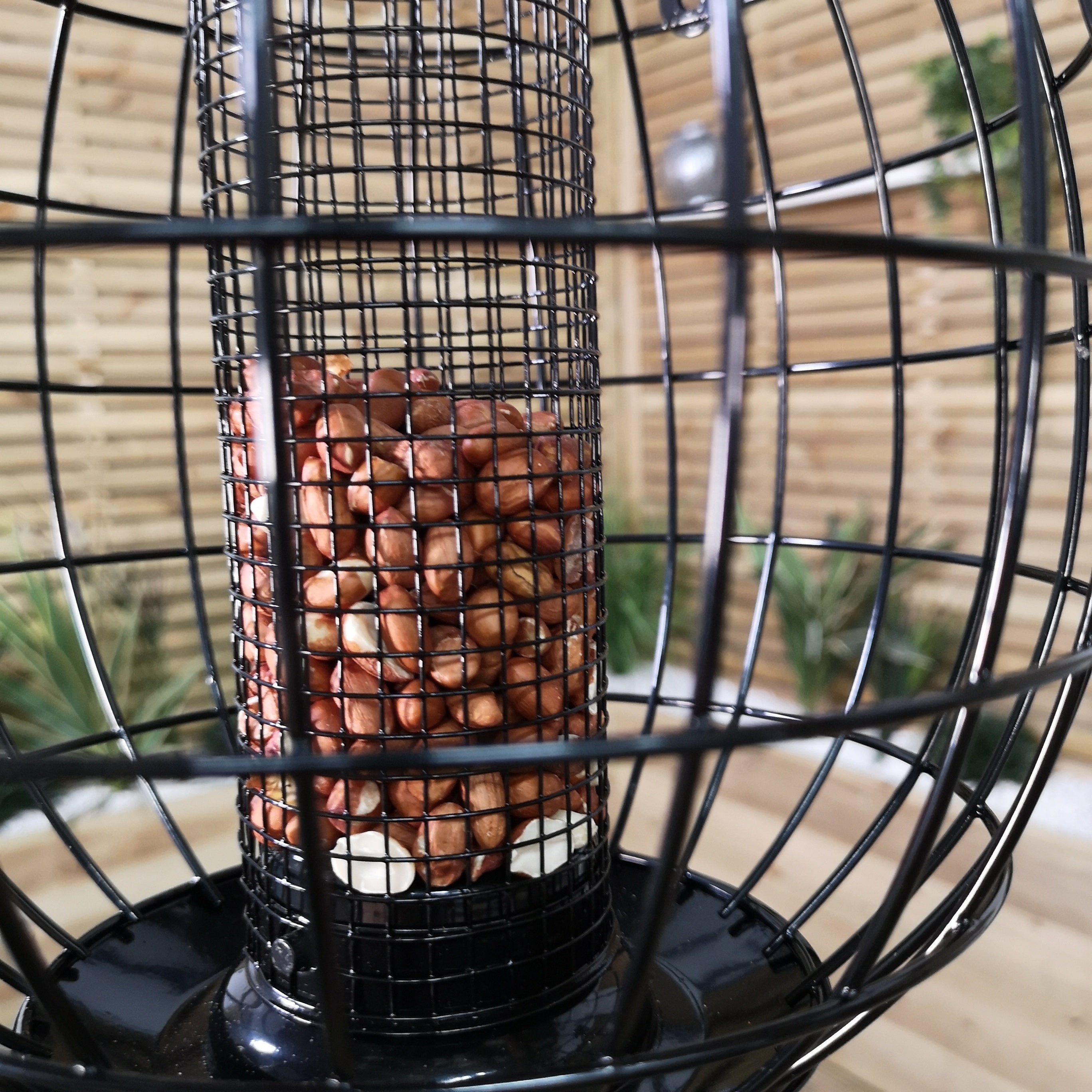 Black Extra Heavy Duty Squirrel Proof Caged Garden Wild Bird Hanging Metal Peanut Feeder
