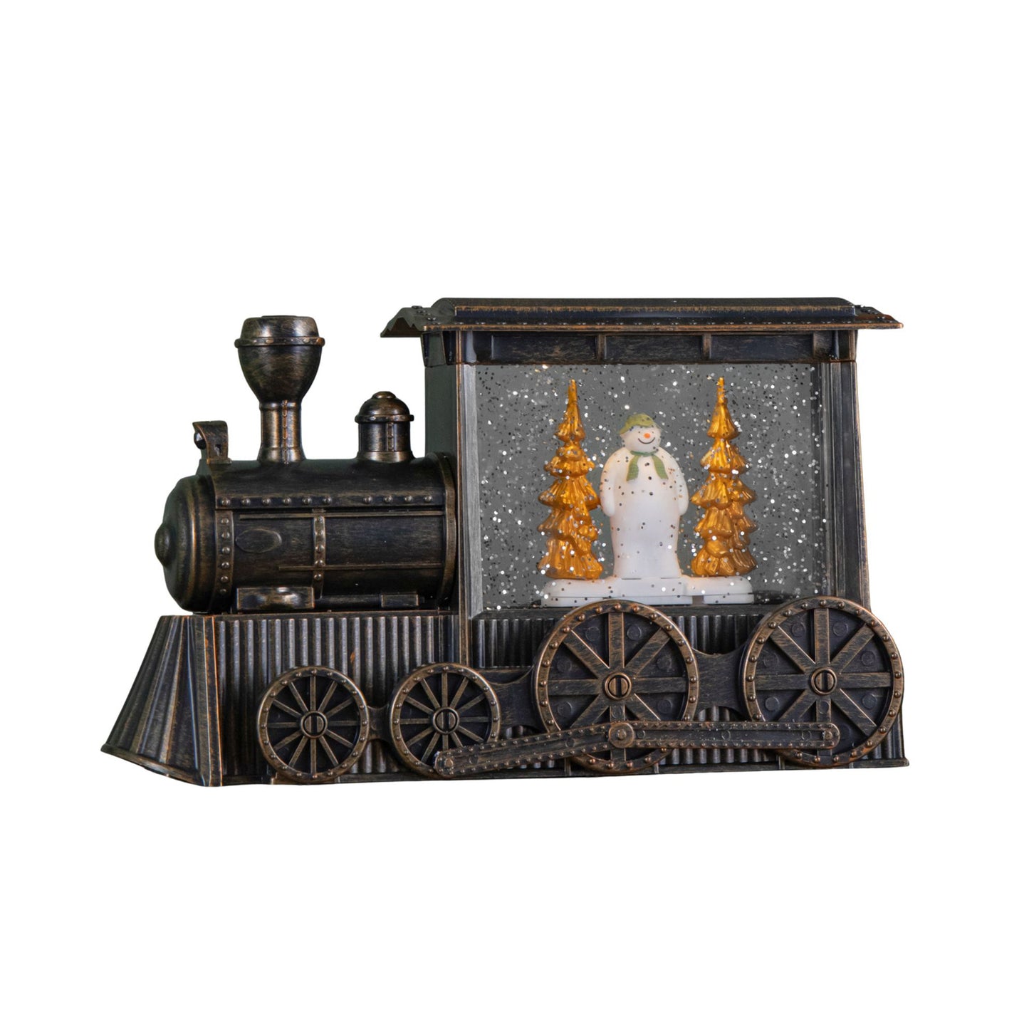 17cm Battery Operated Light up Christmas Train Water Spinner with The Snowman & Snowdog with LEDs