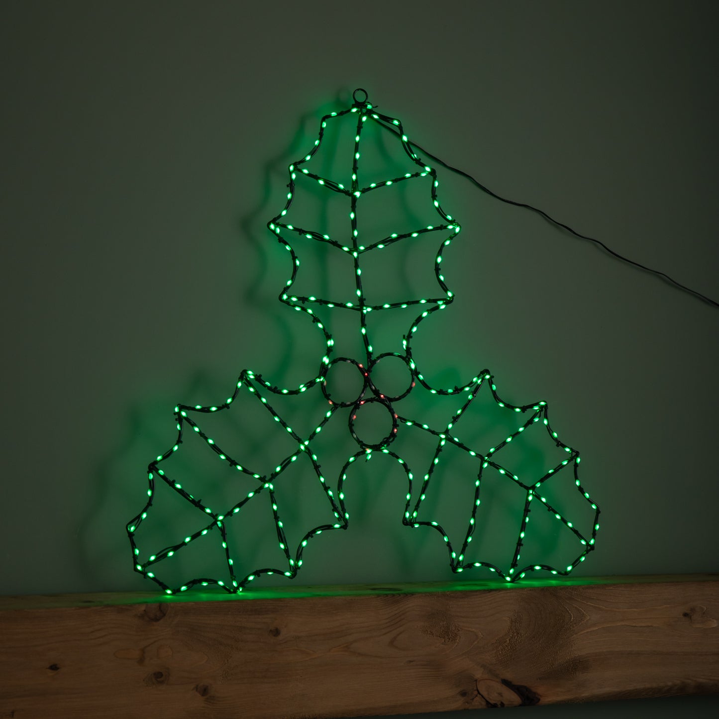 64cm Light up FlexiBrights Christmas Holly and Berries Decoration with 268 Green & Red LEDs