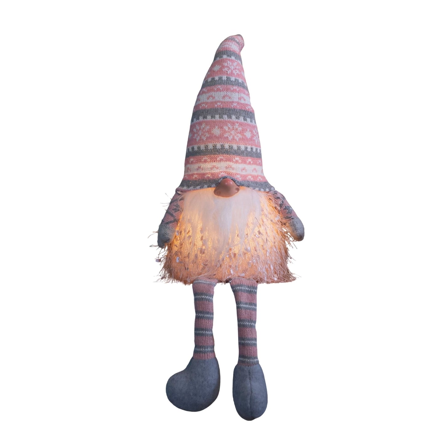 50cm Battery Operated Light up Male Christmas Gonk with Dangly Legs in Striped Hat