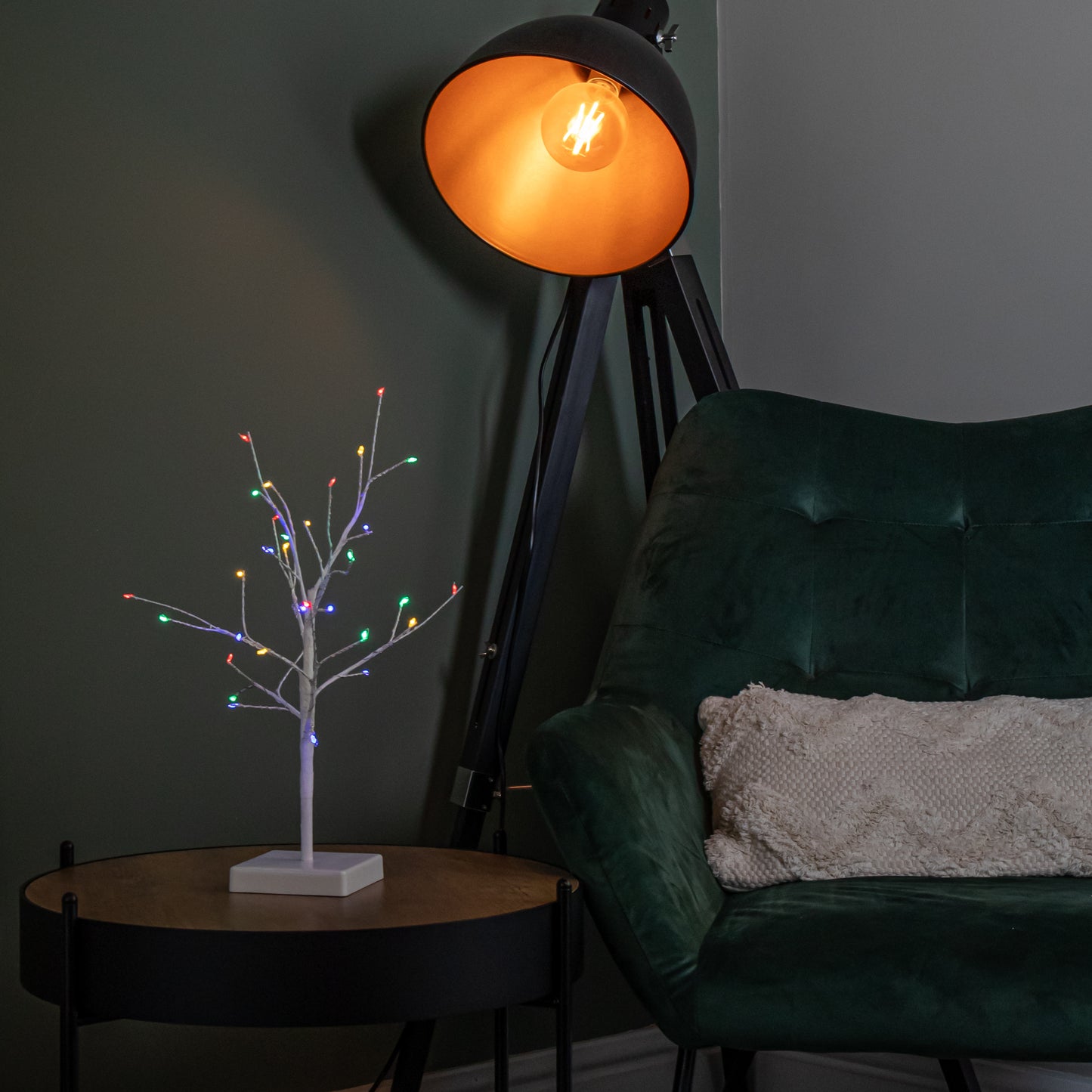 40cm Battery Operated Christmas Twig Tree with 32 Warm White & Multi-Coloured LEDs