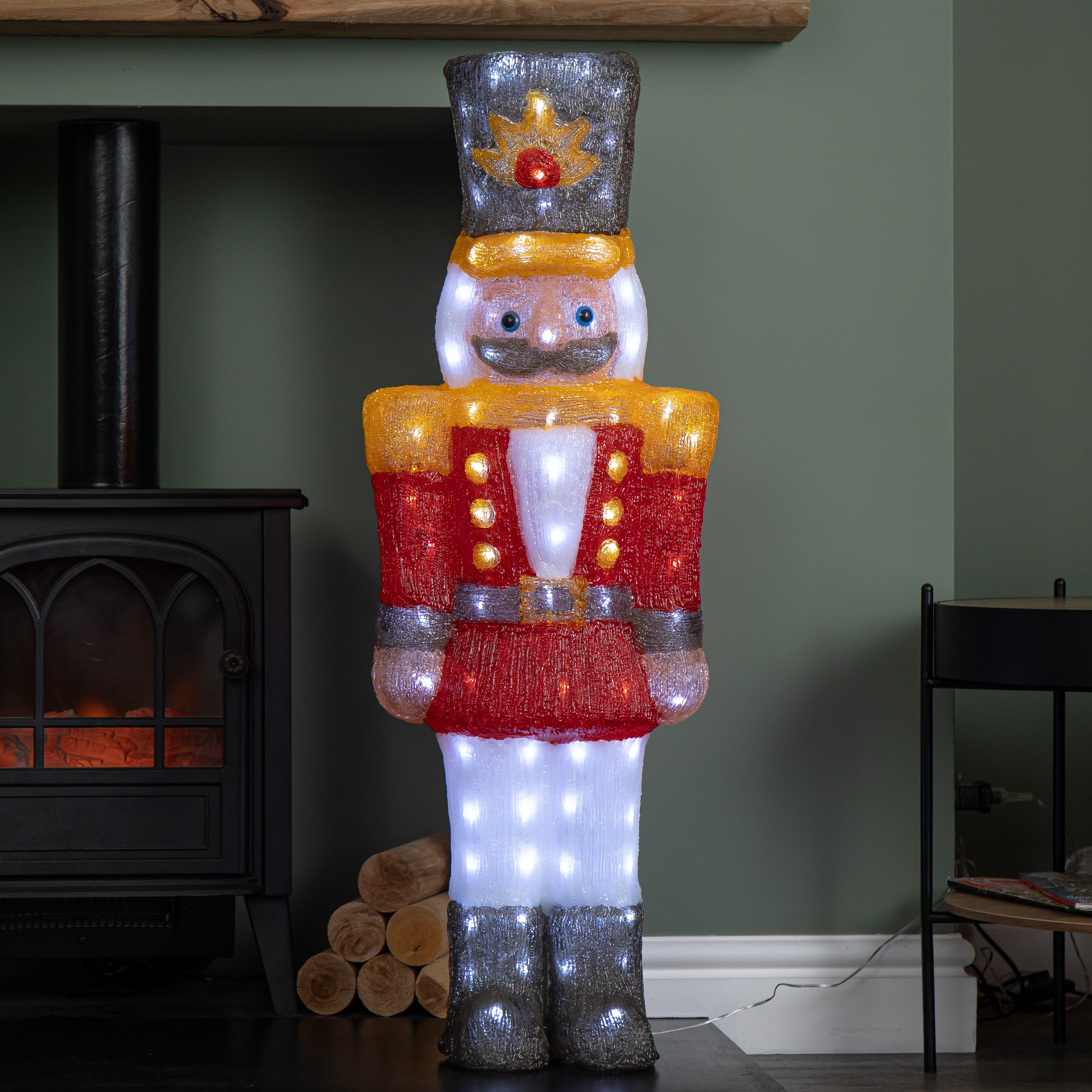 93cm Light up Acrylic Christmas Nutcracker Decoration with 140 White LEDs