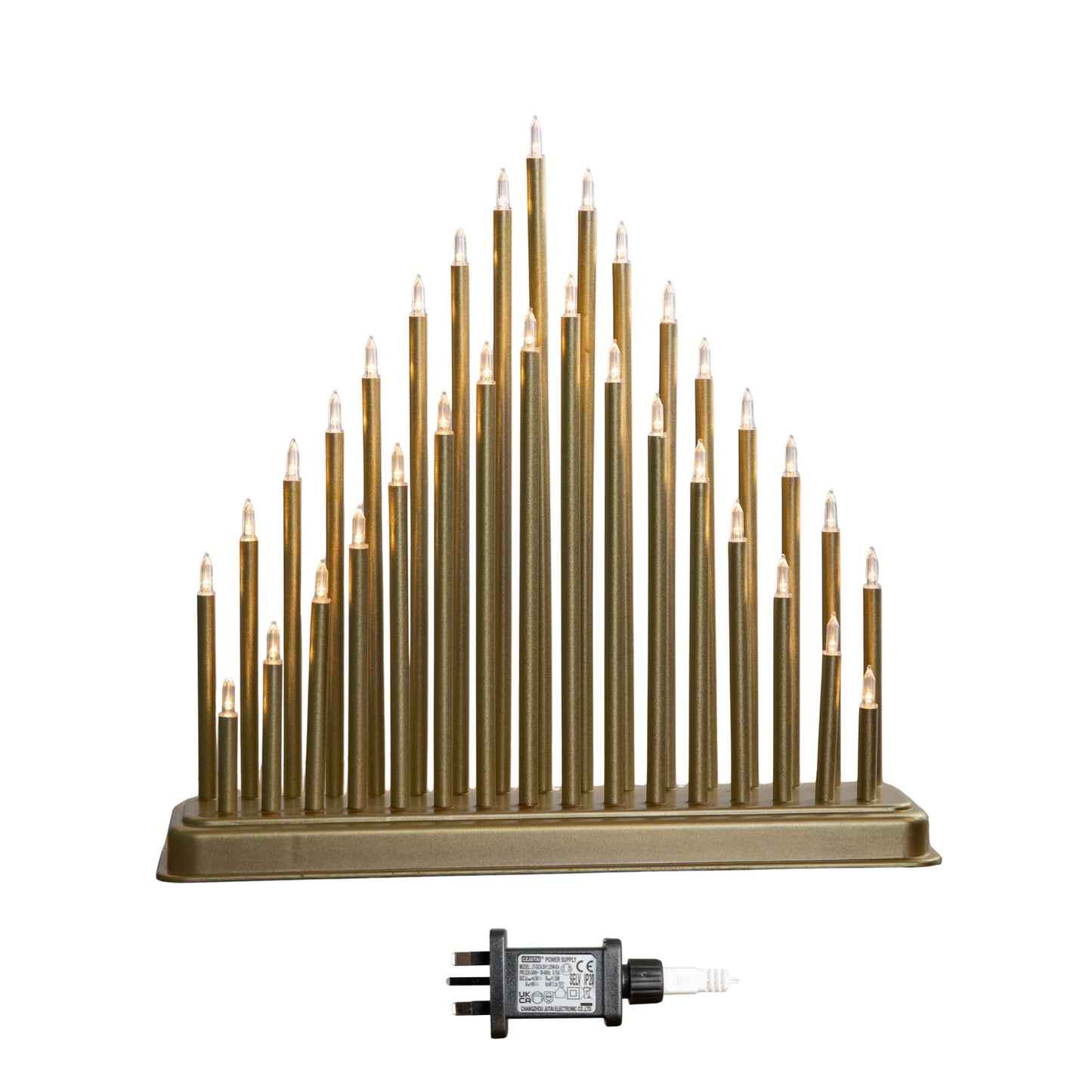 36cm Light up Gold Christmas Candlebridge with 33 Warm White LEDs