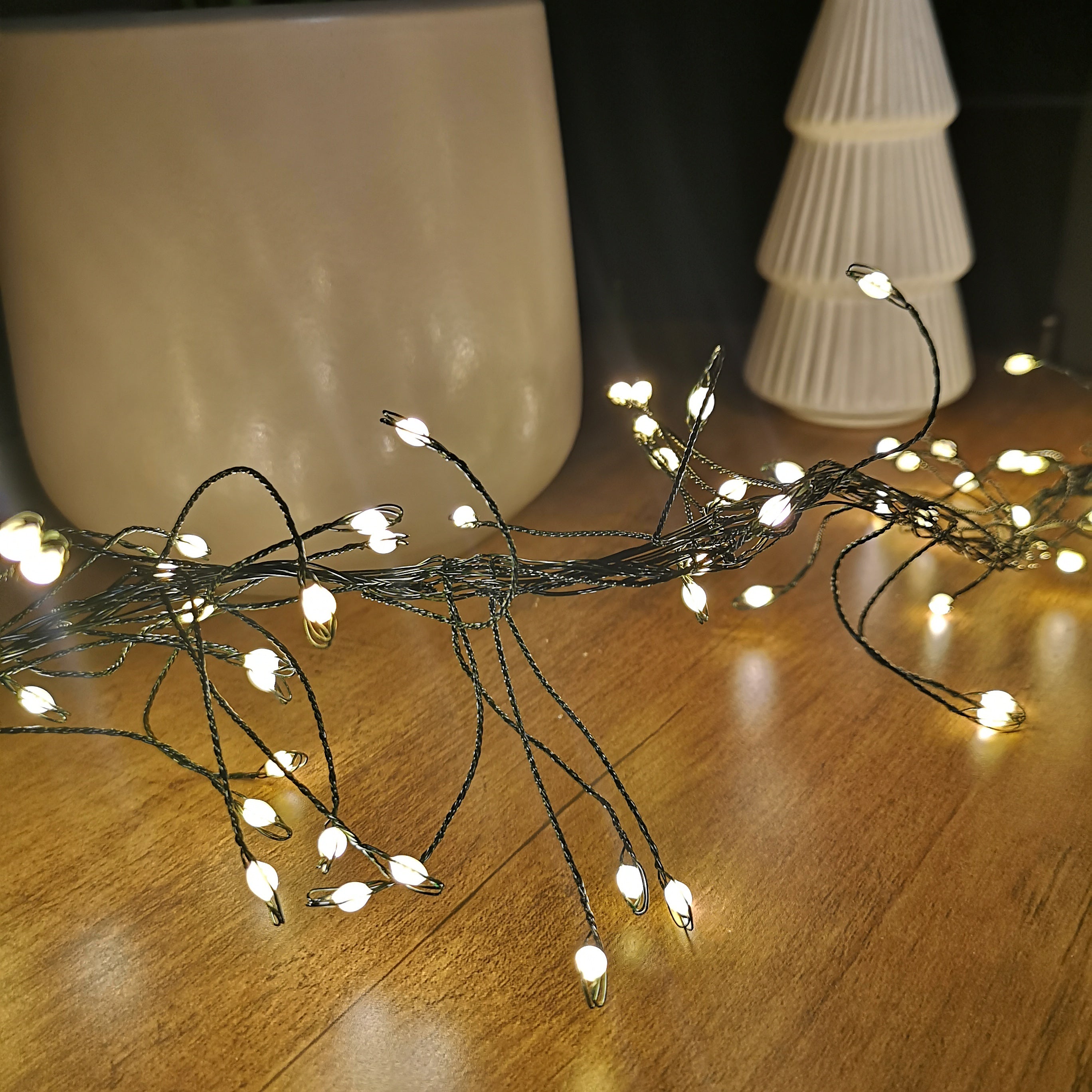 1.8m Warm White LEDs Green Garland Wire Light Christmas Decoration with Timer