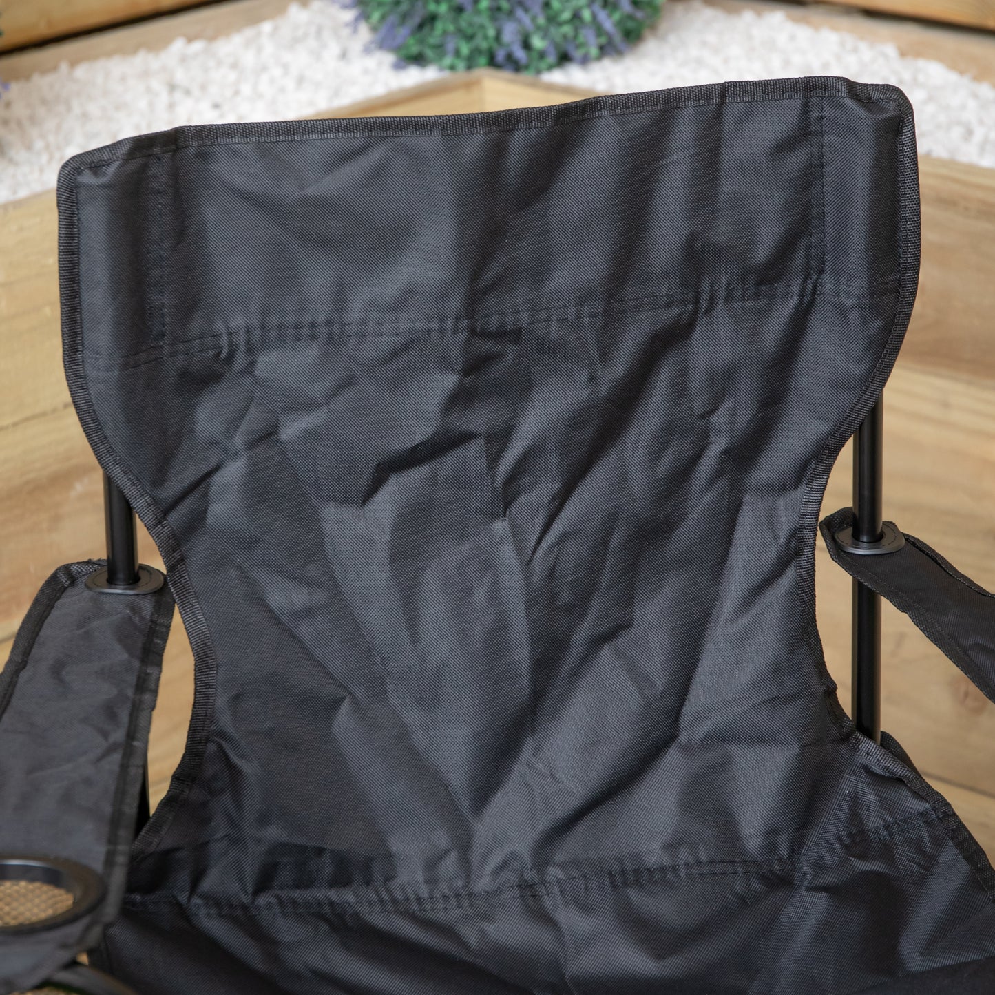Outdoor Black Lightweight Foldable Canvas Chair with Cup Holder and Carry Case