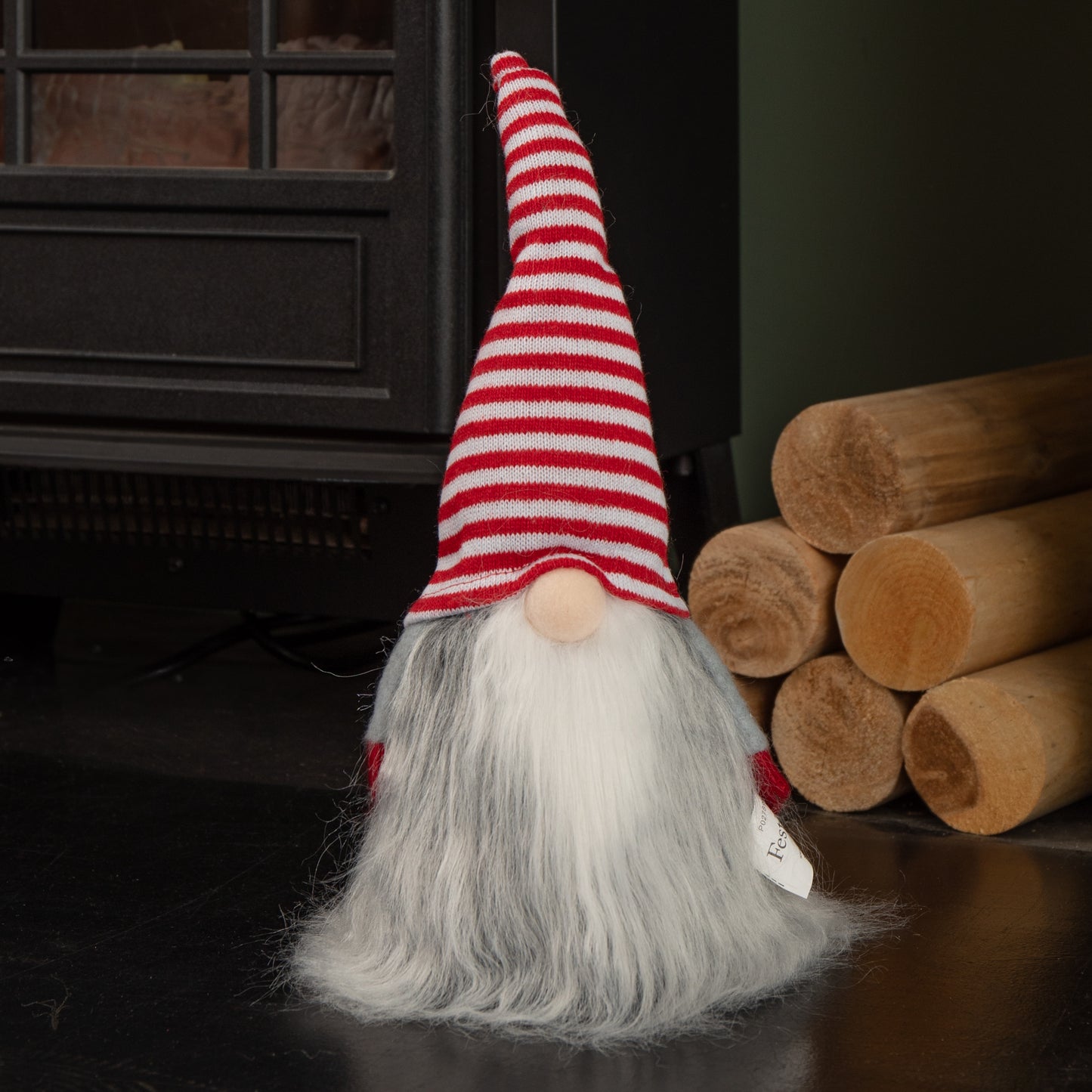34cm Cuddly Santa Gonk Indoor Christmas Decoration - Stripey Hat