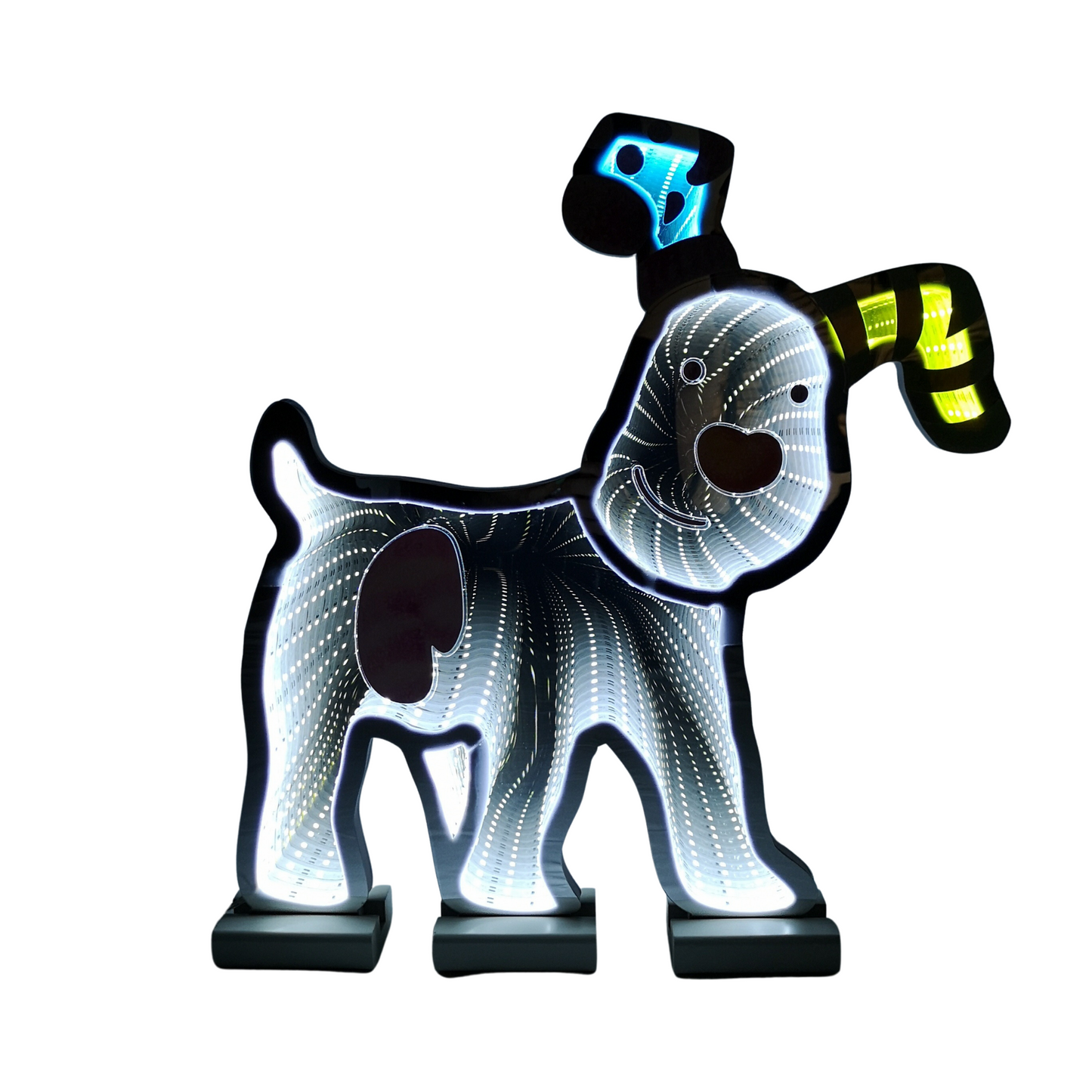 40cm LED Infinity Snowdog Christmas Decoration with Wooden Base