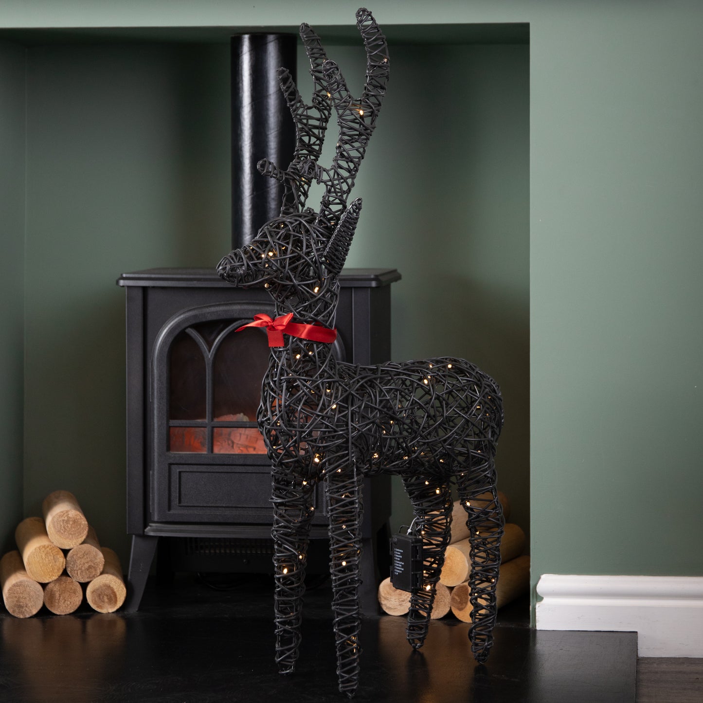 90cm Battery Operated Light up Brown Christmas Reindeer with 100 Warm White LEDs