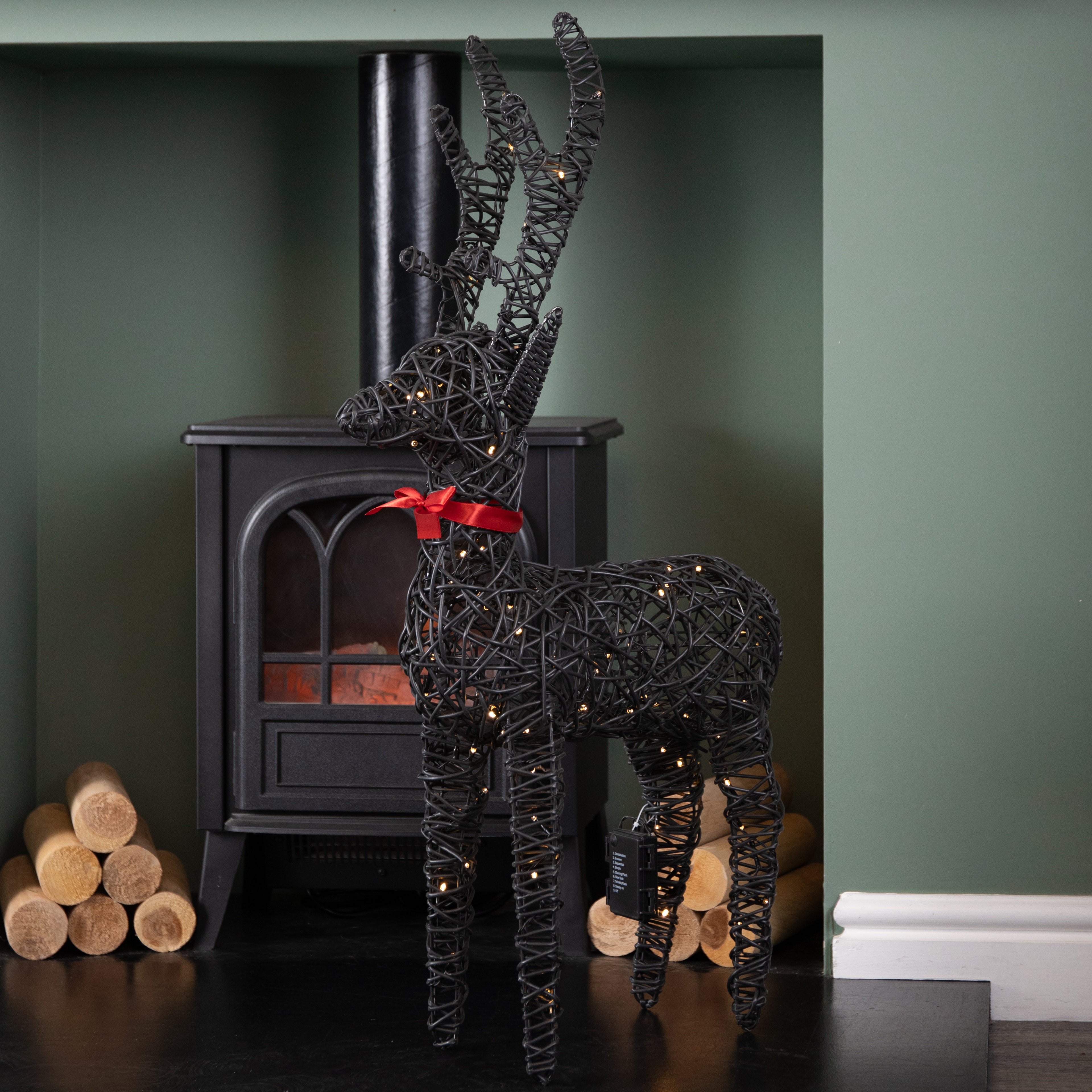90cm Battery Operated Light up Brown Christmas Reindeer with 100 Warm White LEDs
