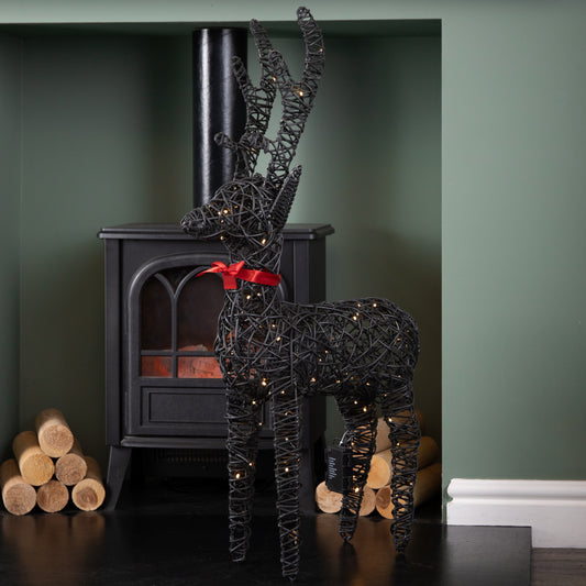 90cm Battery Operated Light up Brown Christmas Reindeer with 100 Warm White LEDs