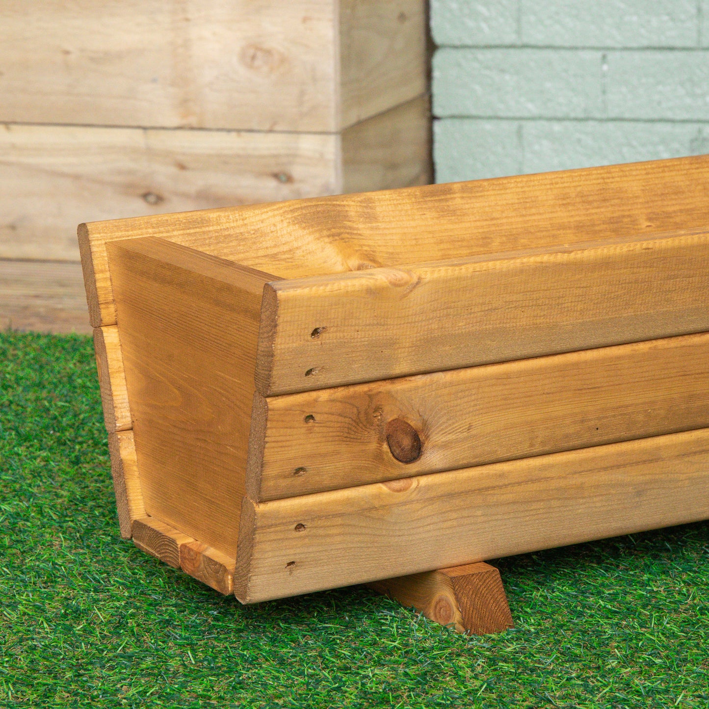 87 x 28cm Traditional Handmade Wooden Rustic Garden Trough Planter