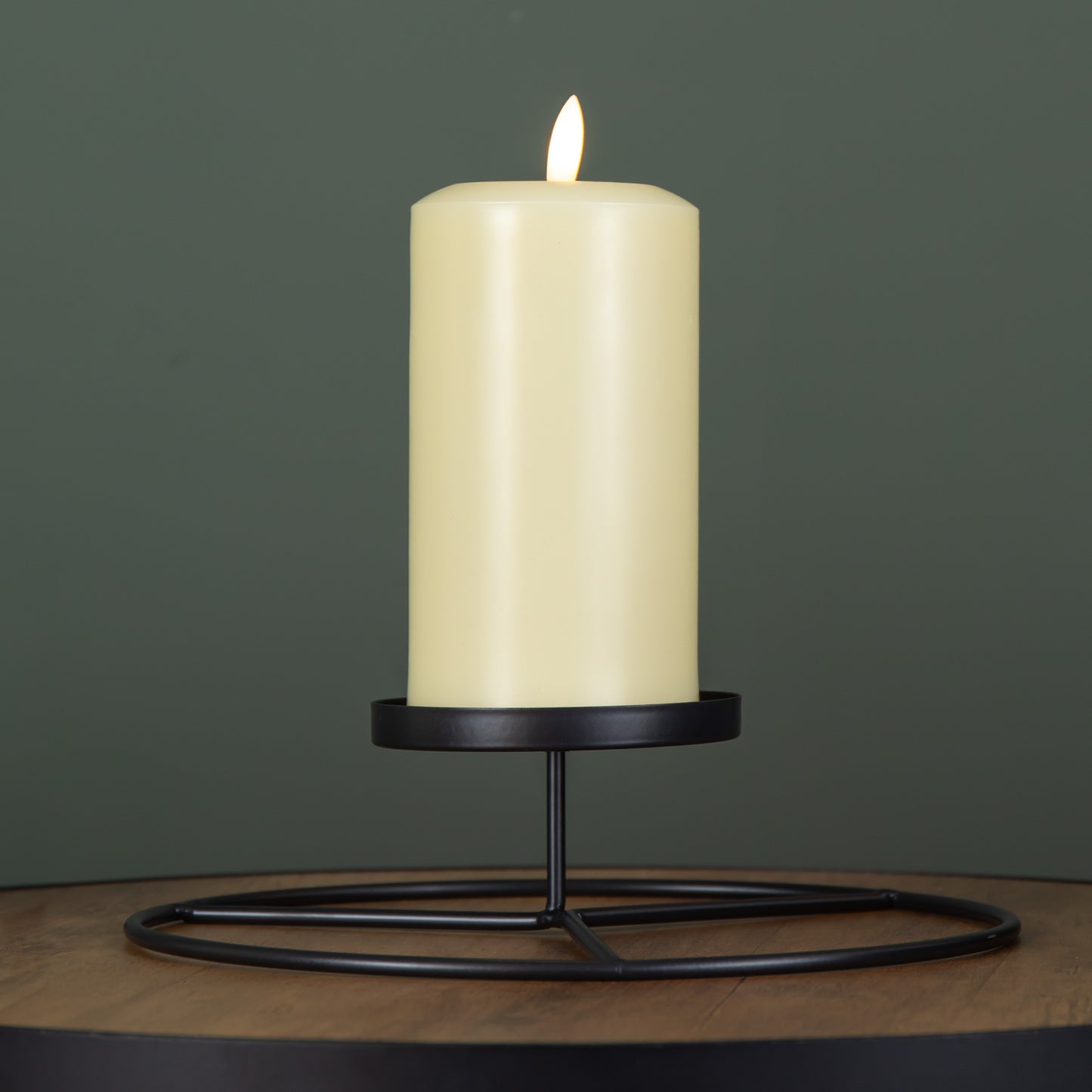 25cm Black Round Metal Pillar Candle Ring Holder