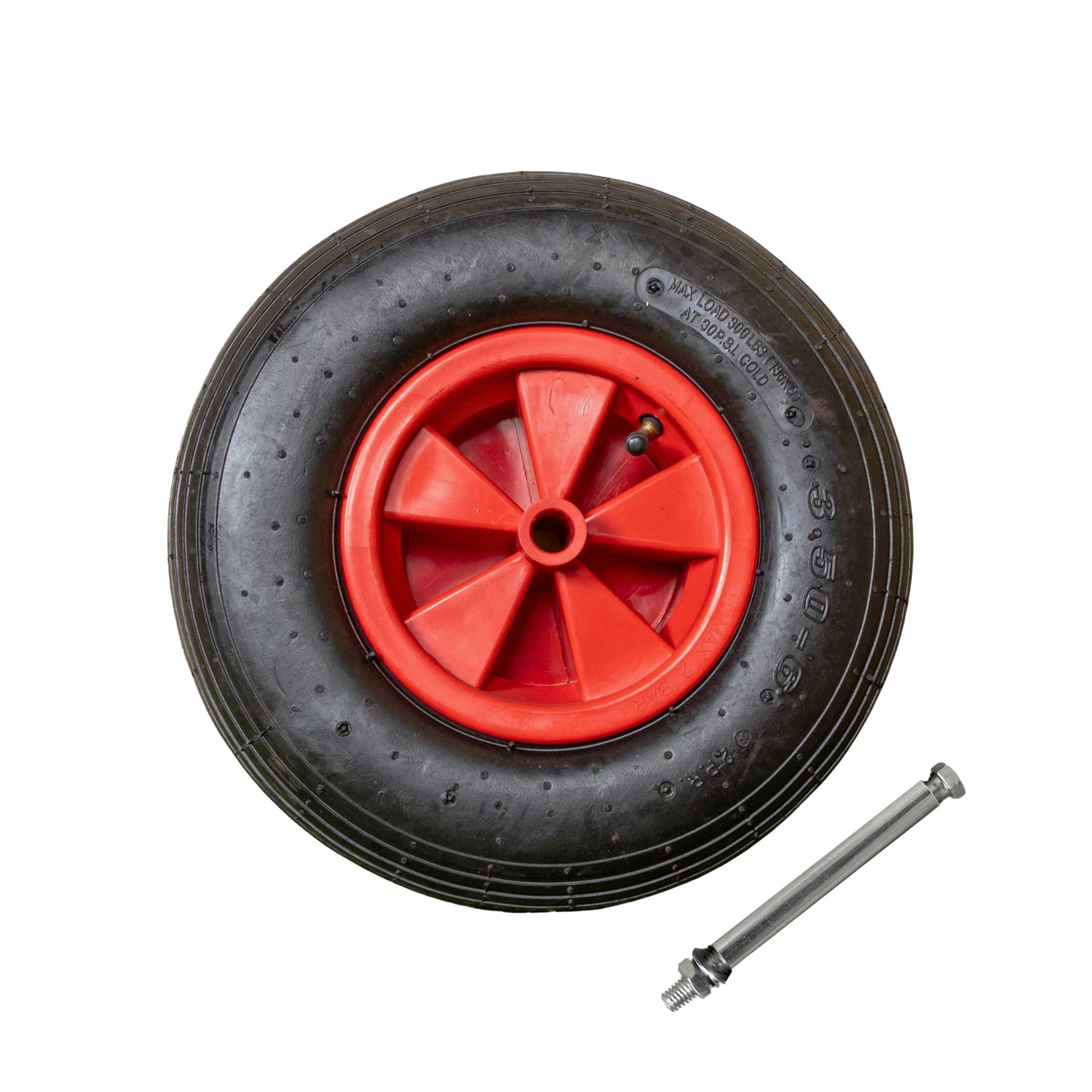 Replacement 13" x 3" Pneumatic Garden Wheelbarrow Wheel With Axle